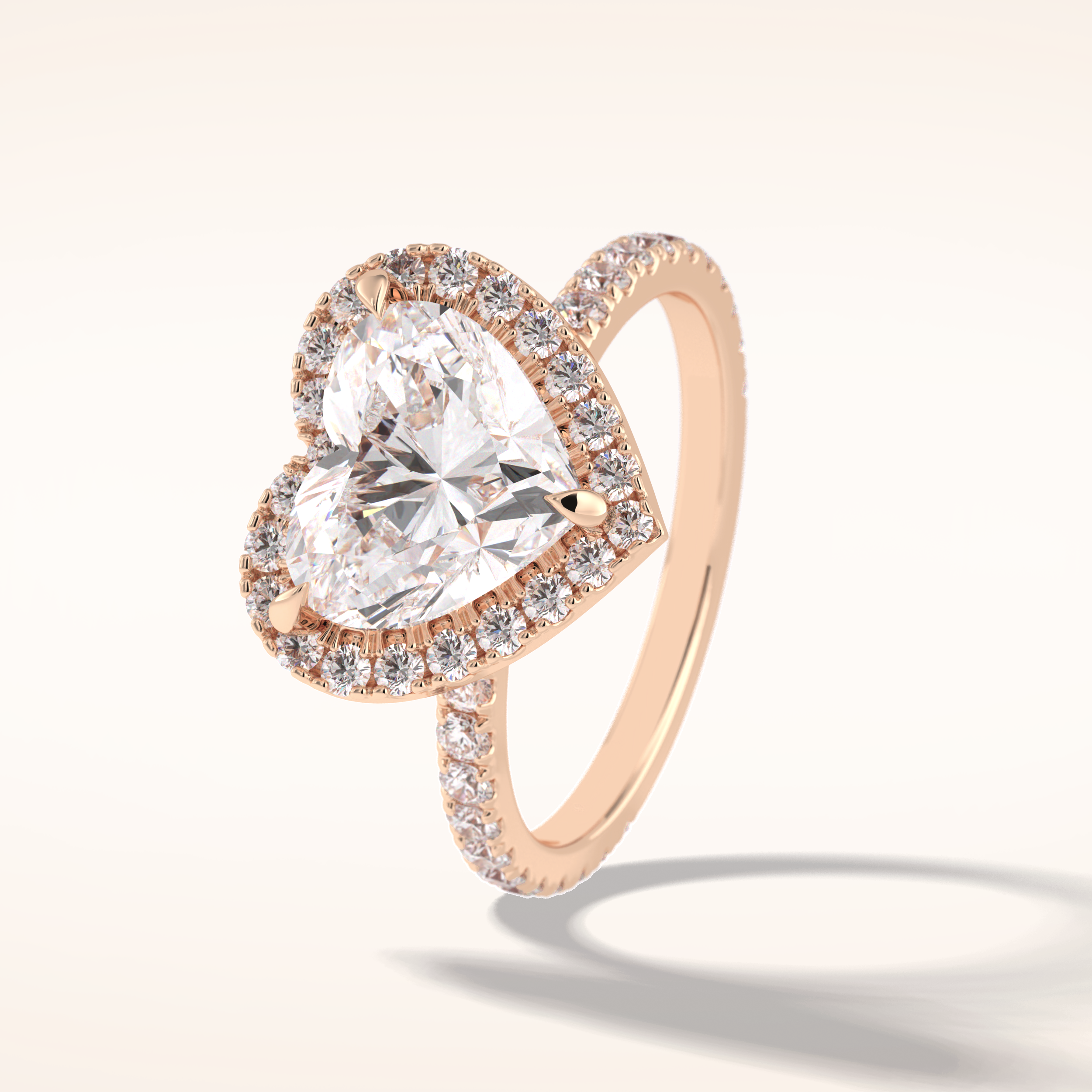 2.55 CT Heart Shaped Halo & Pave Moissanite Engagement Ring