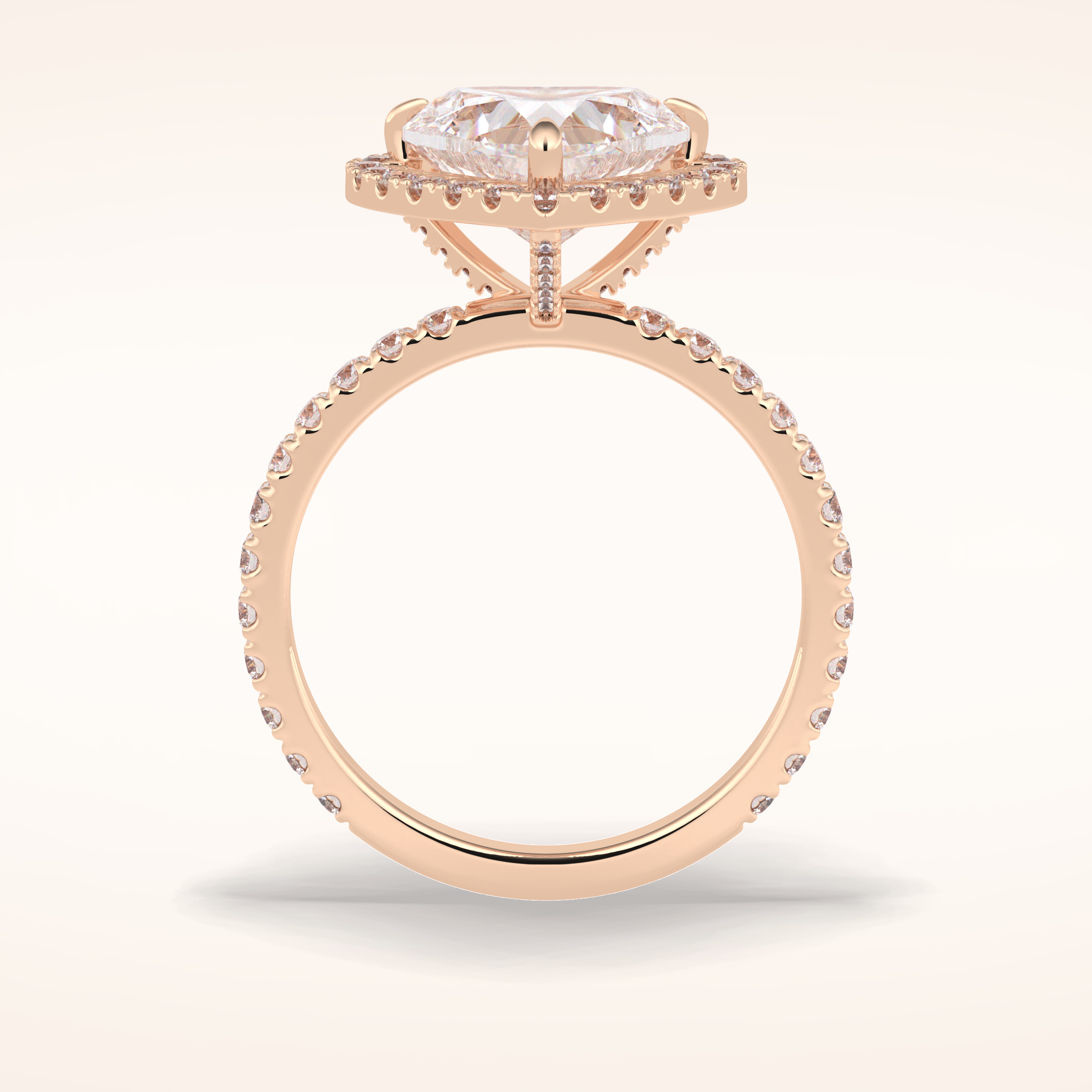2.55 CT Heart Shaped Halo & Pave Moissanite Engagement Ring