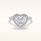 2.55 CT Heart Shaped Halo & Pave Moissanite Engagement Ring