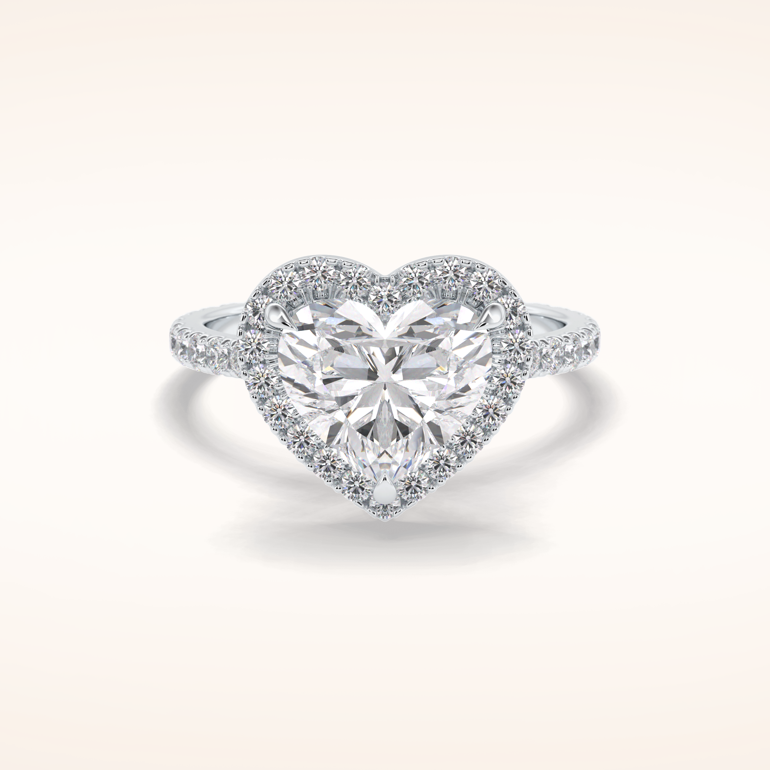 2.55 CT Heart Shaped Halo & Pave Moissanite Engagement Ring