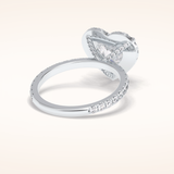 2.55 CT Heart Shaped Halo & Pave Moissanite Engagement Ring