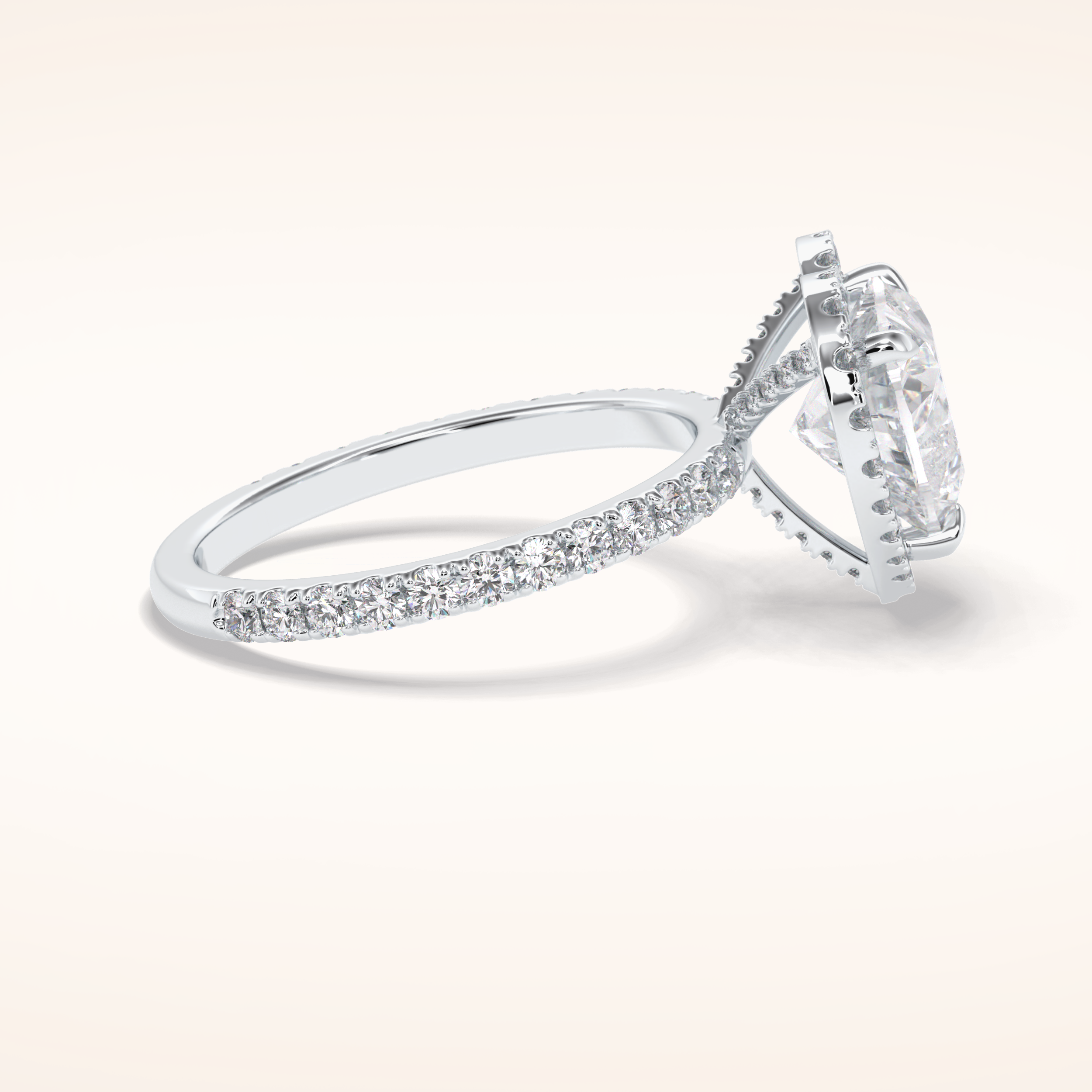 2.55 CT Heart Shaped Halo & Pave Moissanite Engagement Ring