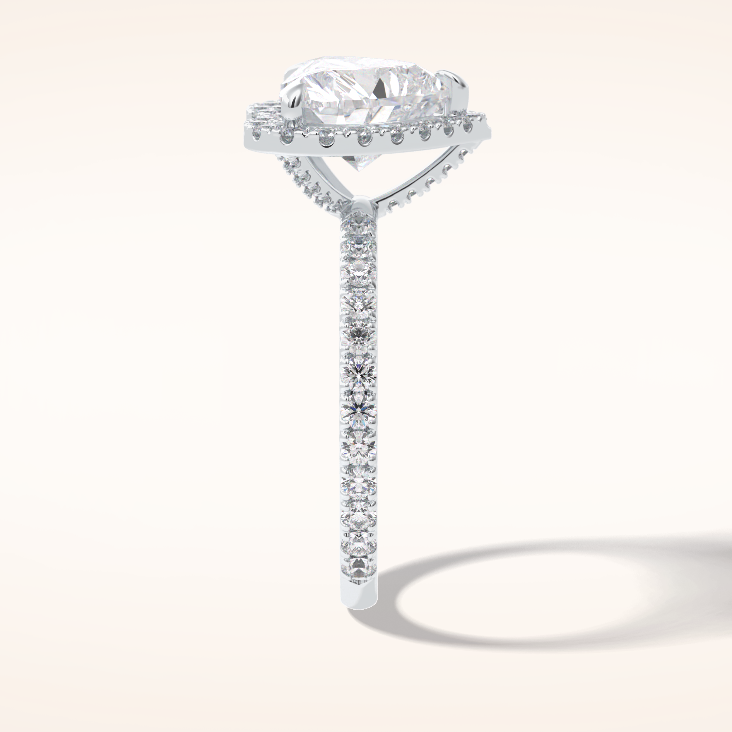 2.55 CT Heart Shaped Halo & Pave Moissanite Engagement Ring