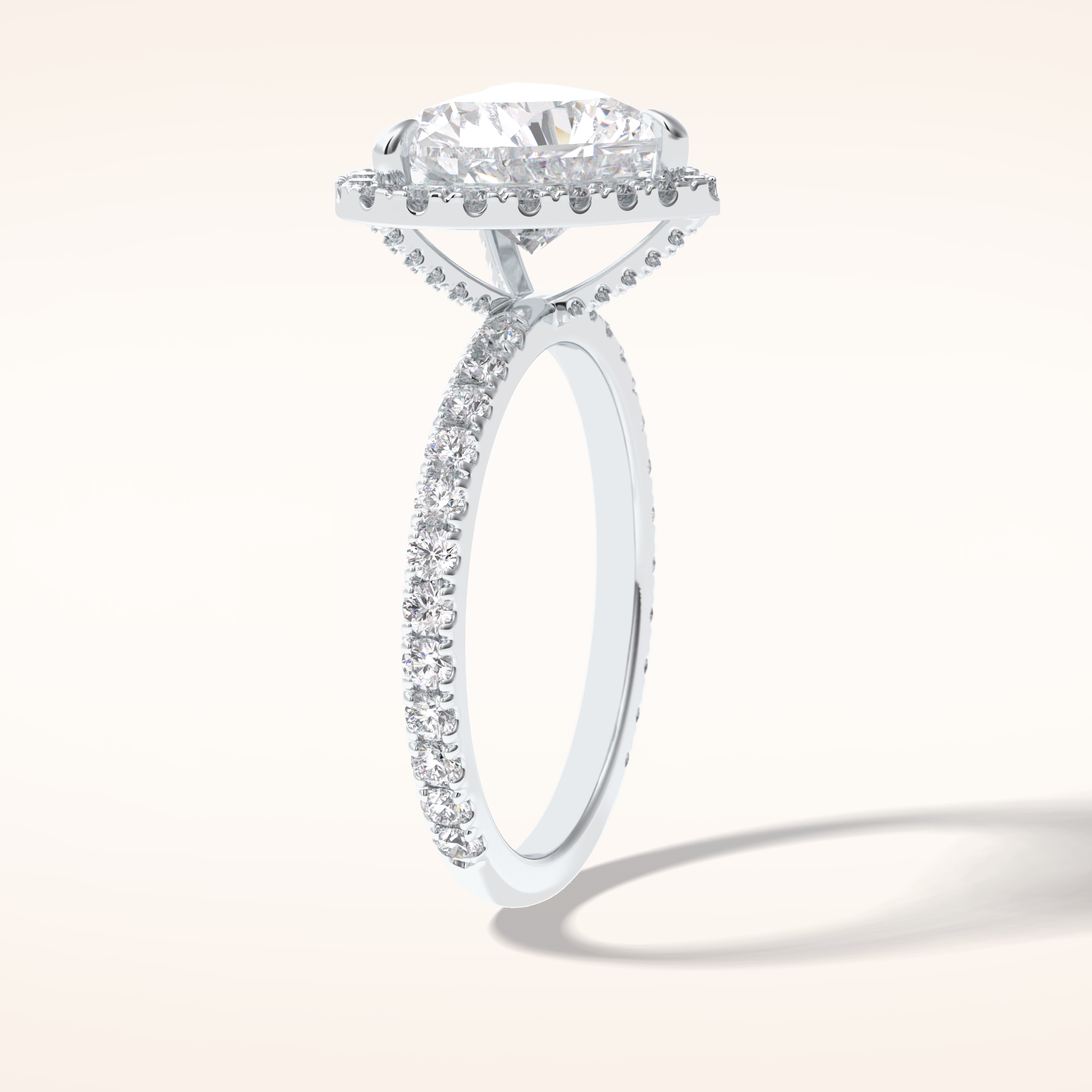 2.55 CT Heart Shaped Halo & Pave Moissanite Engagement Ring