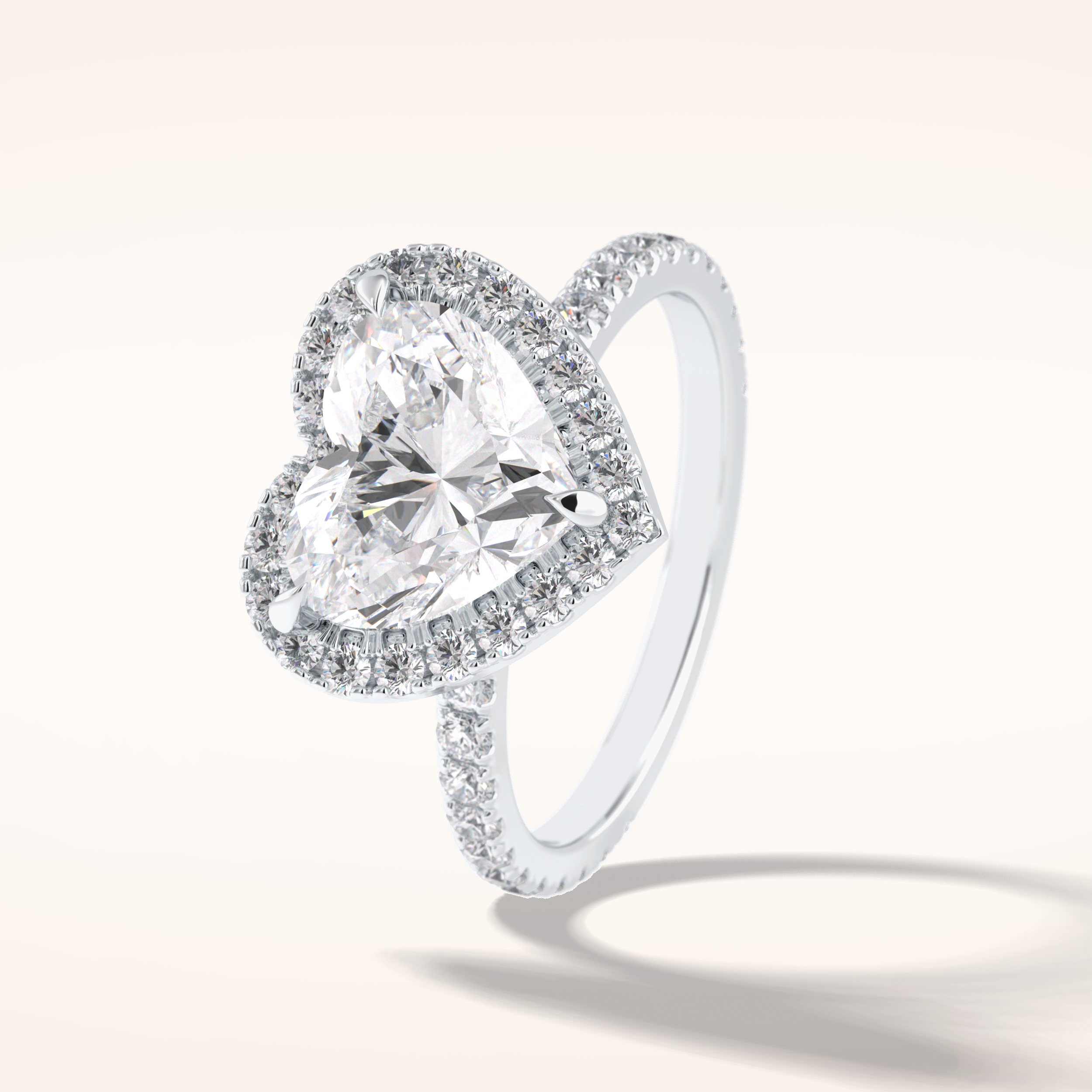 2.55 CT Heart Shaped Halo & Pave Moissanite Engagement Ring