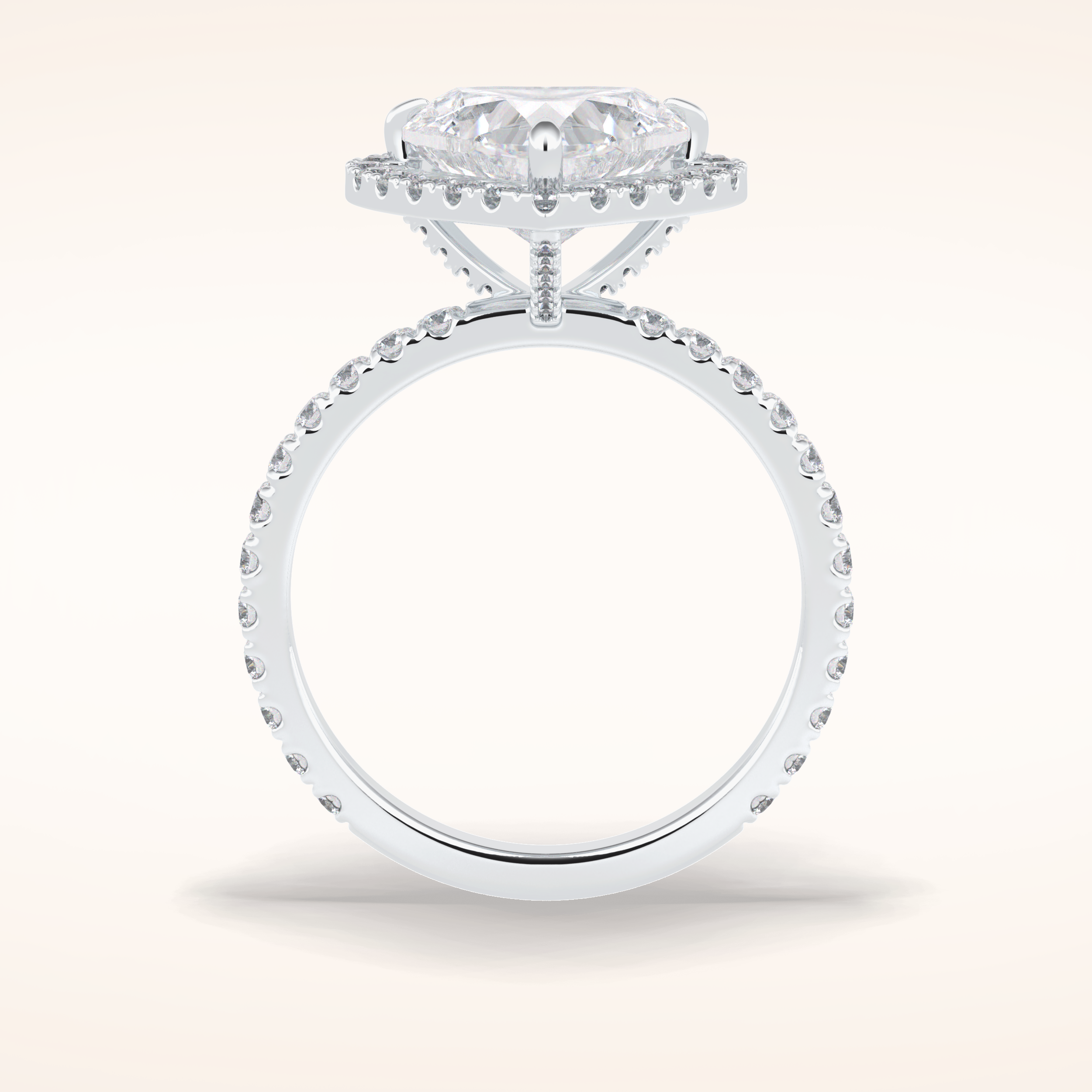 2.55 CT Heart Shaped Halo & Pave Moissanite Engagement Ring
