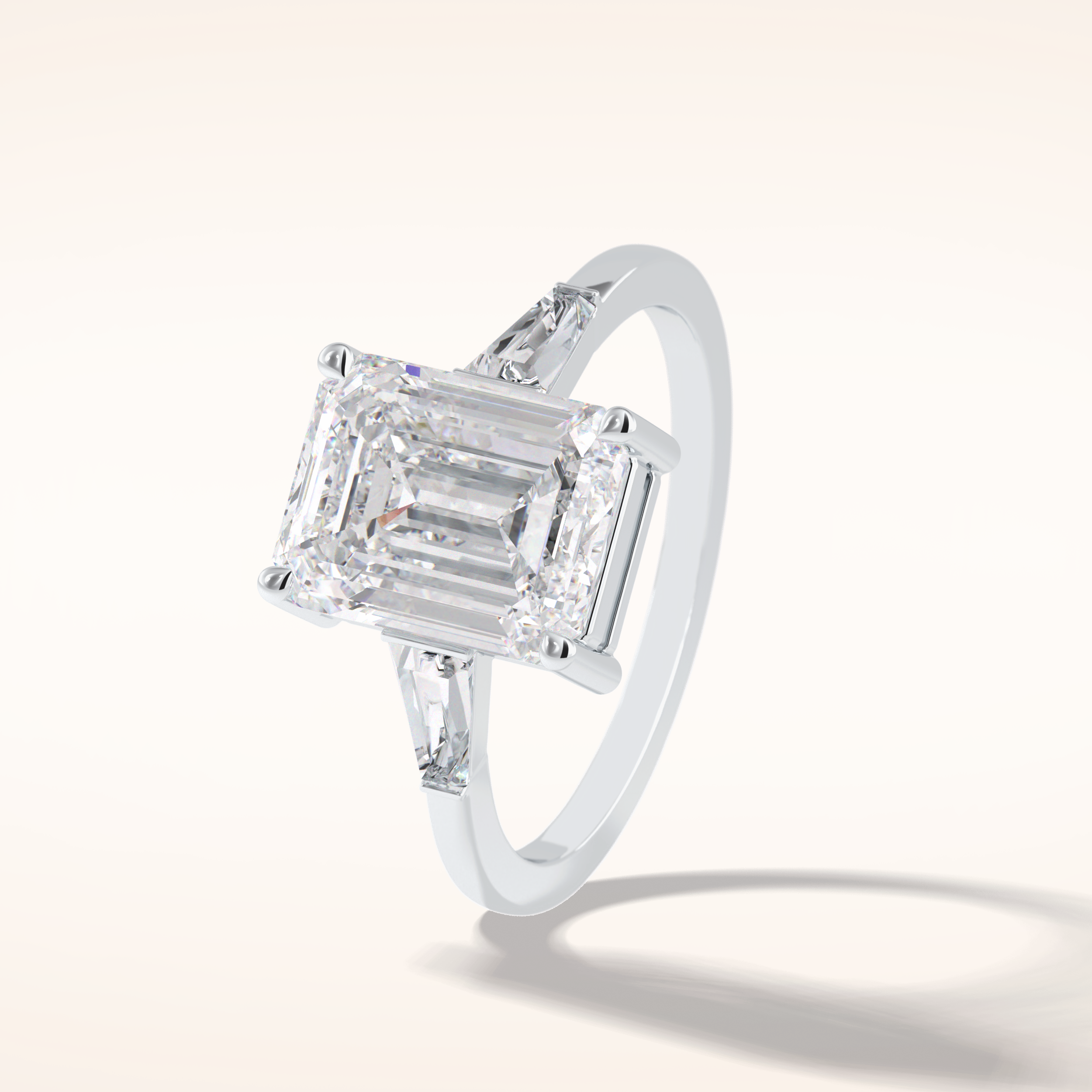 3 CT Radiant Shaped Three Stone Moissanite Bridal Set