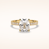 3 CT Cushion Shaped Hidden Halo & Pave Moissanite Engagement Ring