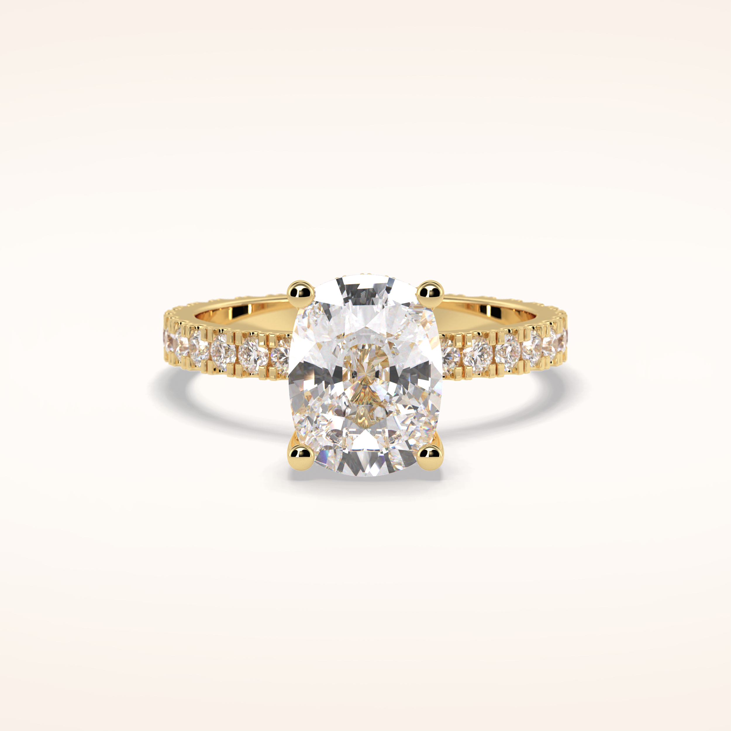 3 CT Cushion Shaped Hidden Halo & Pave Moissanite Engagement Ring