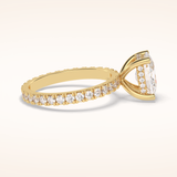 3 CT Cushion Shaped Hidden Halo & Pave Moissanite Engagement Ring
