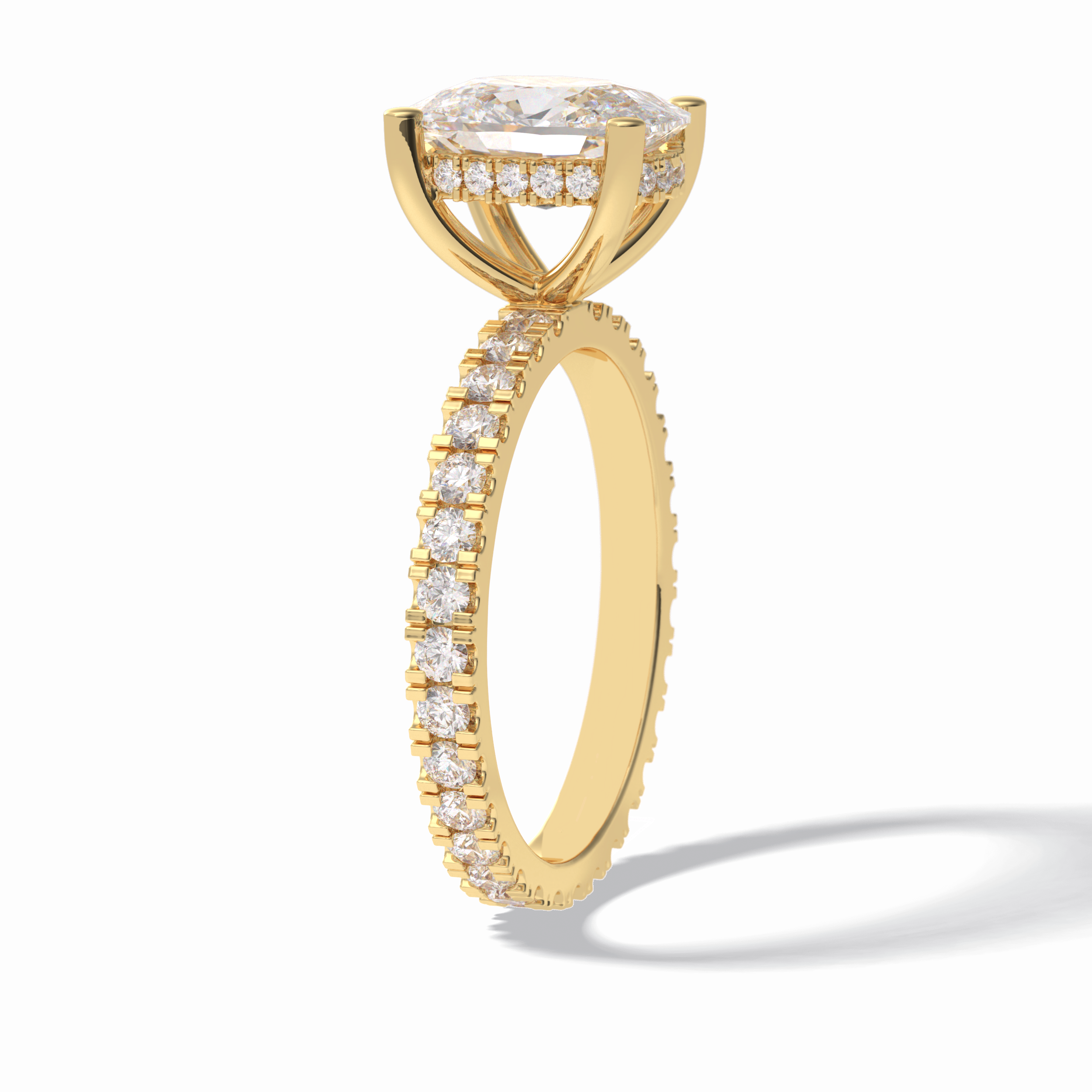Cushion Hidden Halo & Pave Lab Grown Diamond Engagement Ring