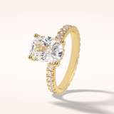 3 CT Cushion Shaped Hidden Halo & Pave Moissanite Engagement Ring