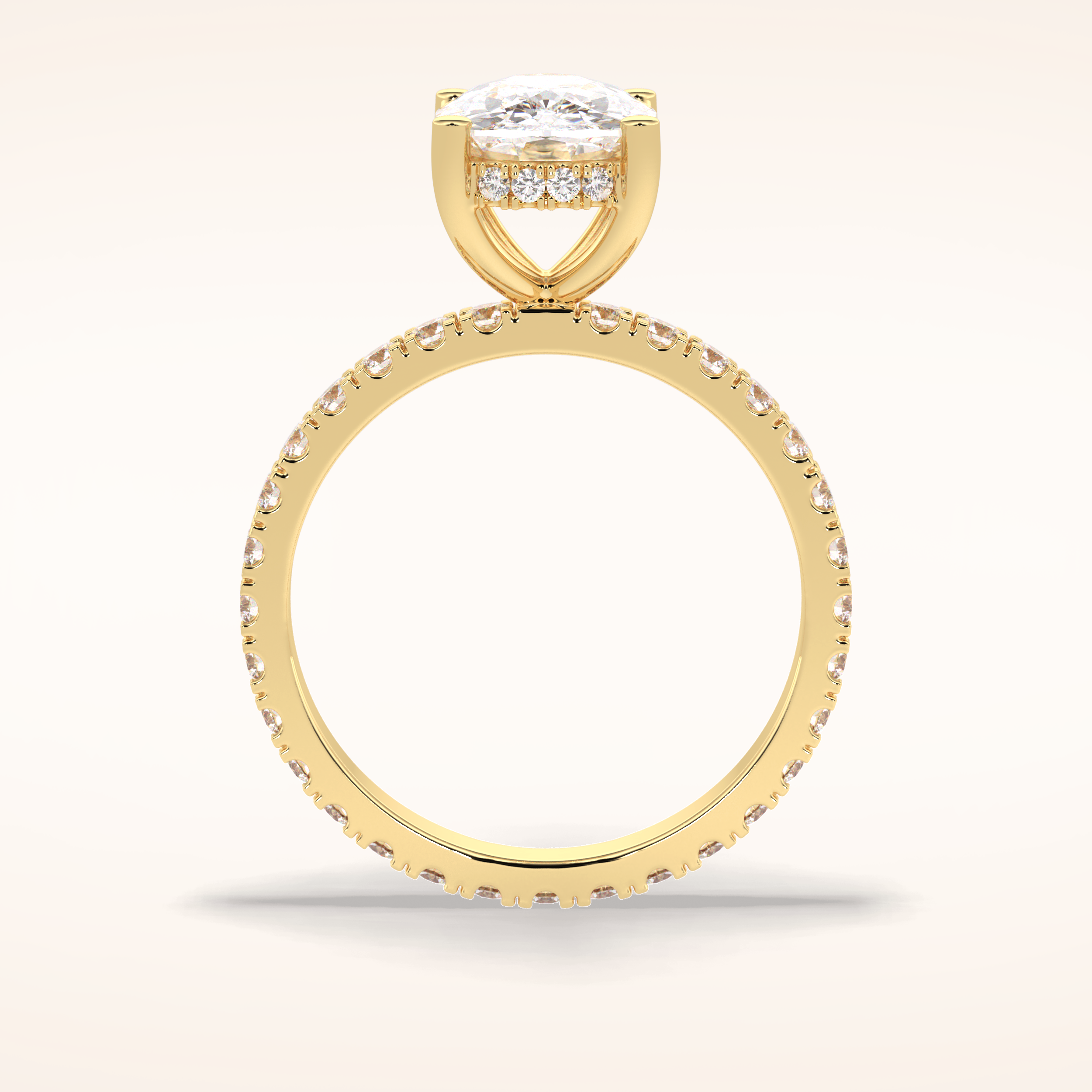 3 CT Cushion Shaped Hidden Halo & Pave Moissanite Engagement Ring