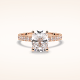 3 CT Cushion Shaped Hidden Halo & Pave Moissanite Engagement Ring