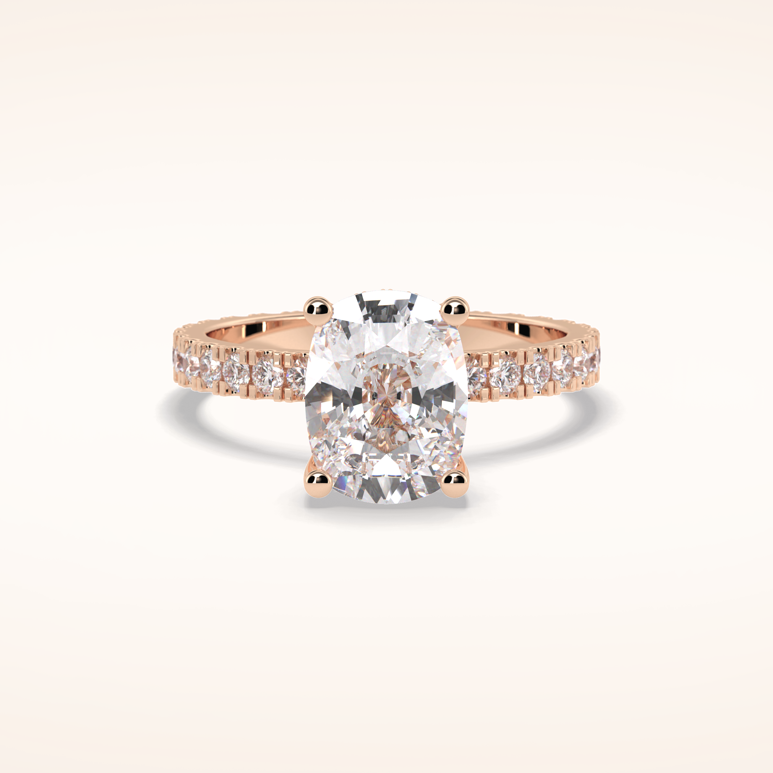 3 CT Cushion Shaped Hidden Halo & Pave Moissanite Engagement Ring