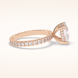 3 CT Cushion Shaped Hidden Halo & Pave Moissanite Engagement Ring
