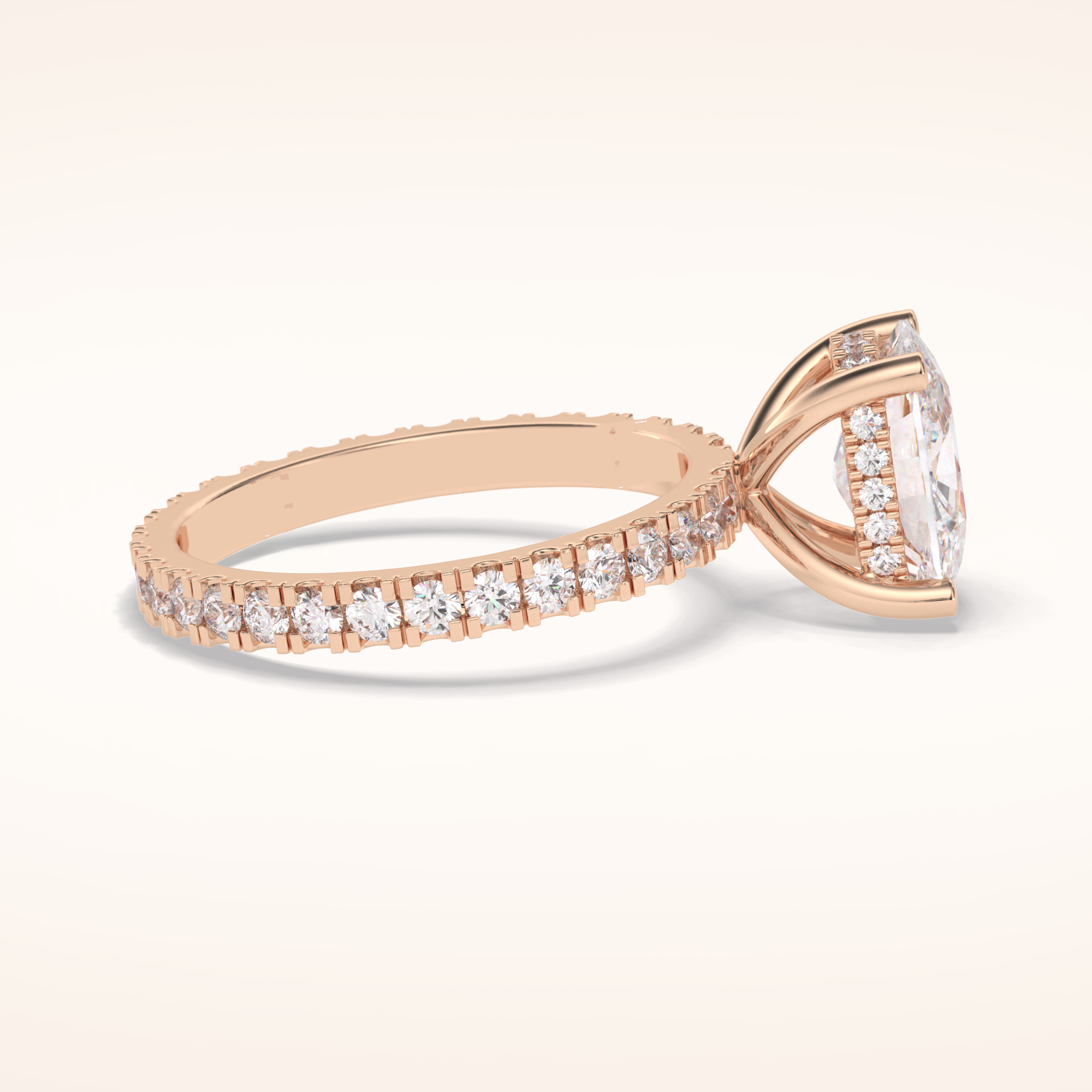 3 CT Cushion Shaped Hidden Halo & Pave Moissanite Engagement Ring