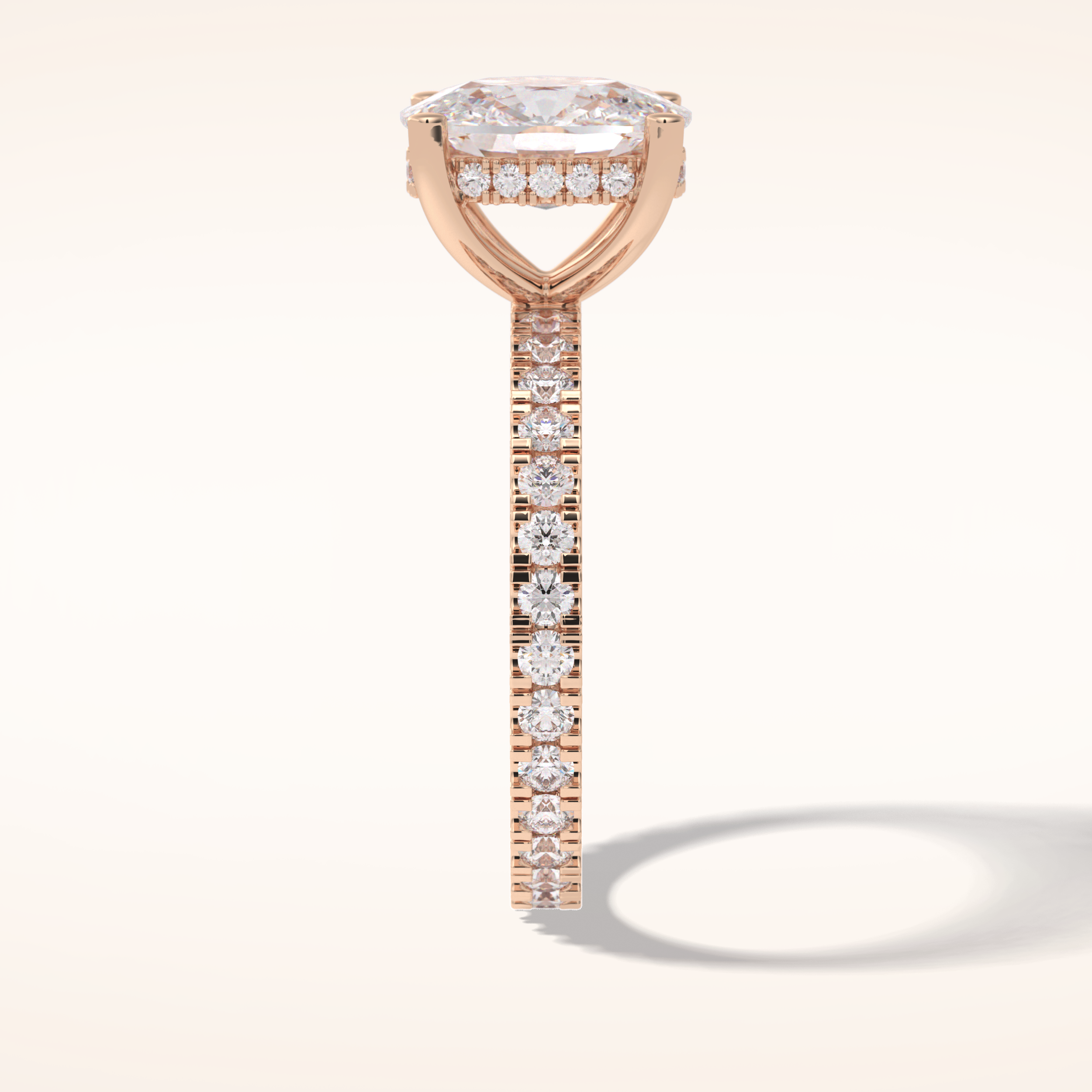 3 CT Cushion Shaped Hidden Halo & Pave Moissanite Engagement Ring