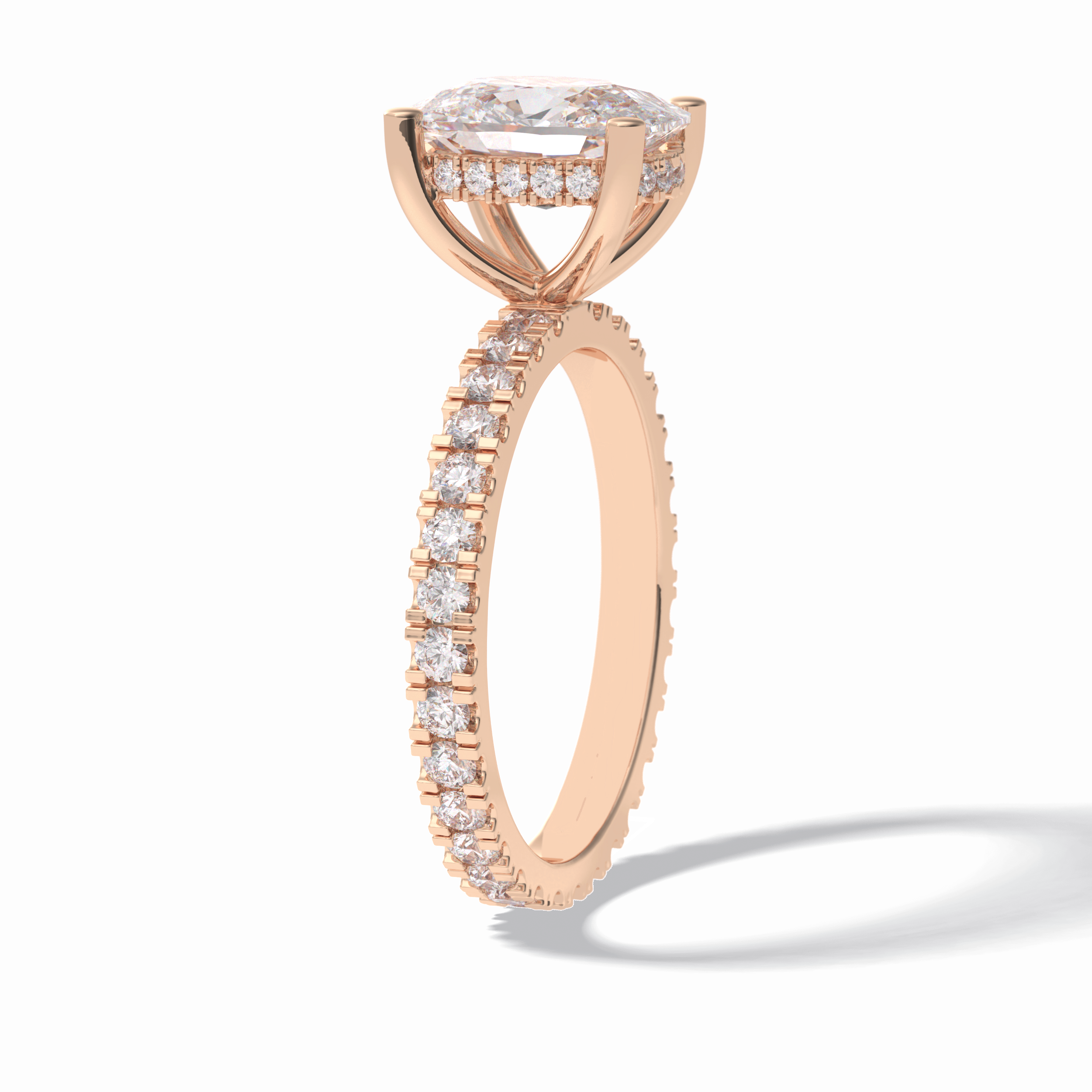 Cushion Hidden Halo & Pave Lab Grown Diamond Engagement Ring