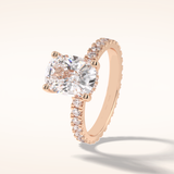 3 CT Cushion Shaped Hidden Halo & Pave Moissanite Engagement Ring
