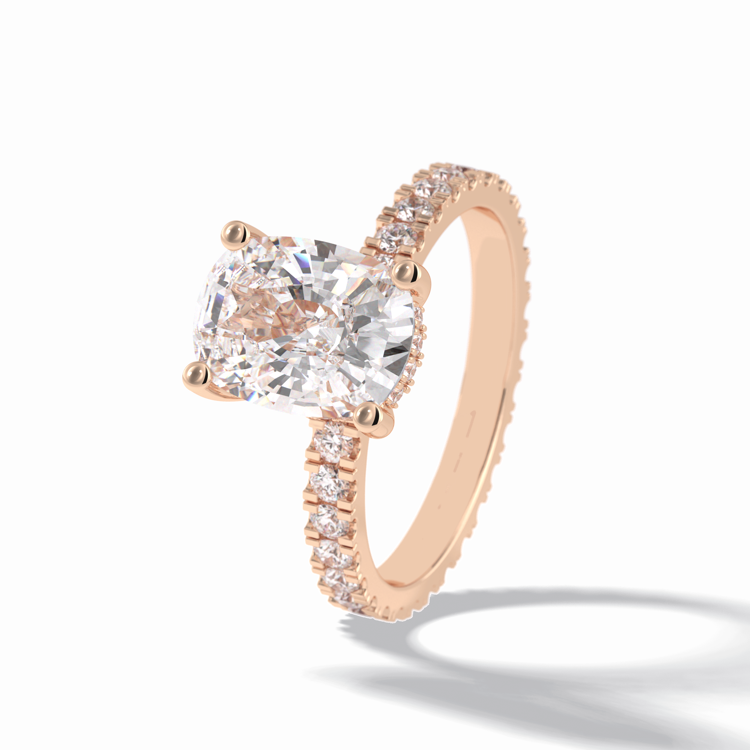 Cushion Hidden Halo & Pave Lab Grown Diamond Engagement Ring