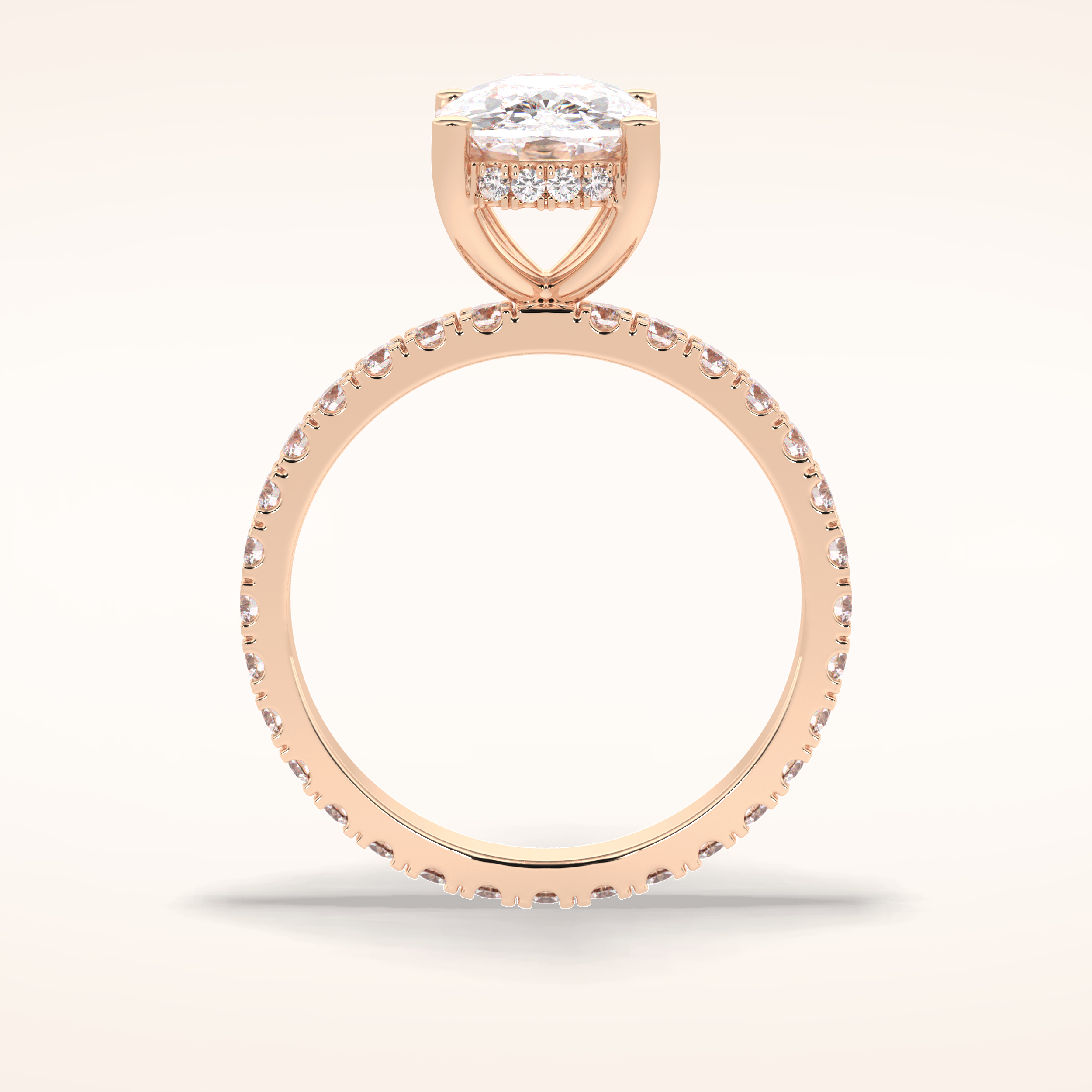 3 CT Cushion Shaped Hidden Halo & Pave Moissanite Engagement Ring