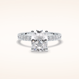 3 CT Cushion Shaped Hidden Halo & Pave Moissanite Engagement Ring