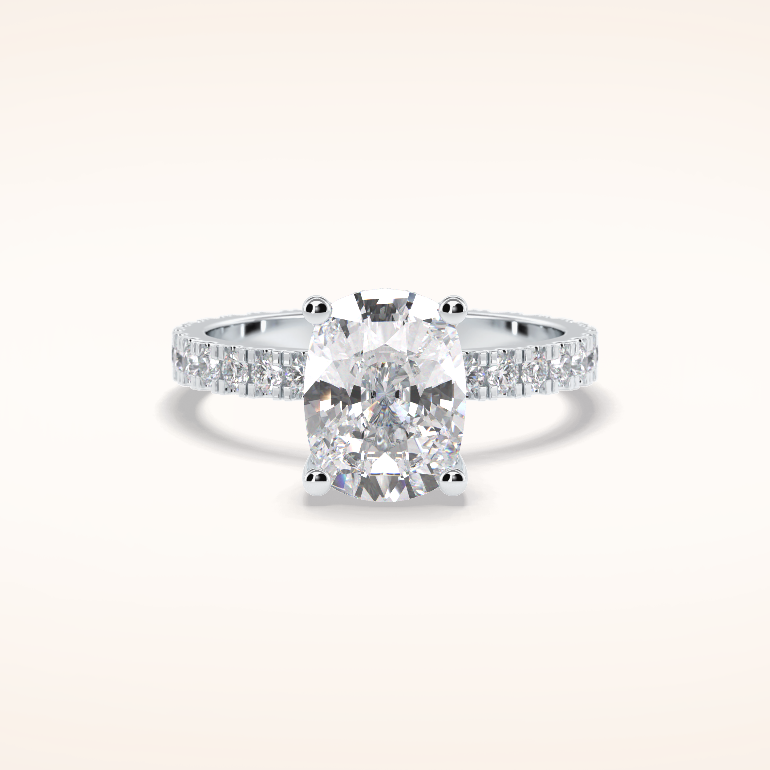 3 CT Cushion Shaped Hidden Halo & Pave Moissanite Engagement Ring
