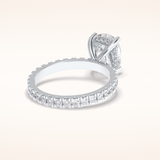 3 CT Cushion Shaped Hidden Halo & Pave Moissanite Engagement Ring