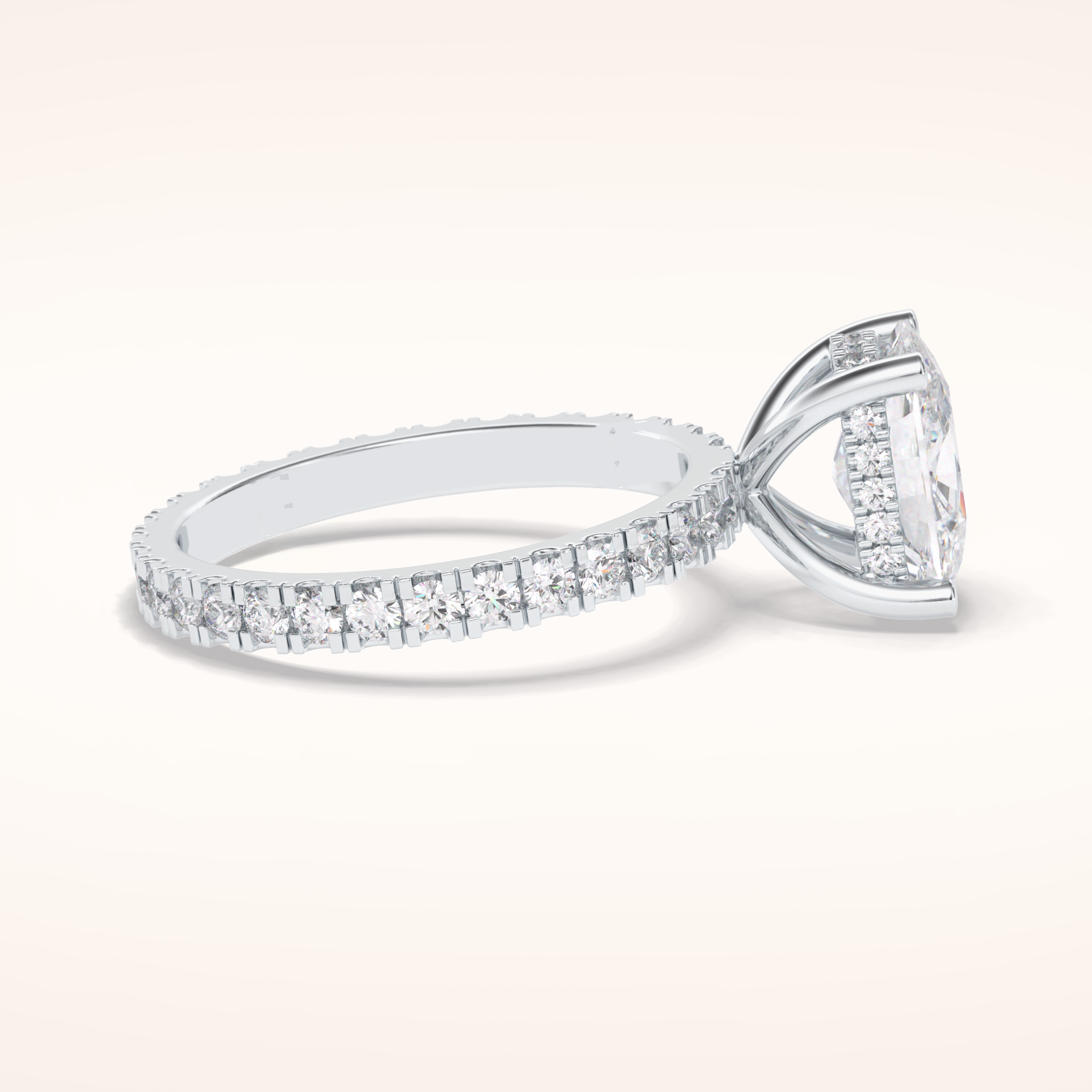 3 CT Cushion Shaped Hidden Halo & Pave Moissanite Engagement Ring