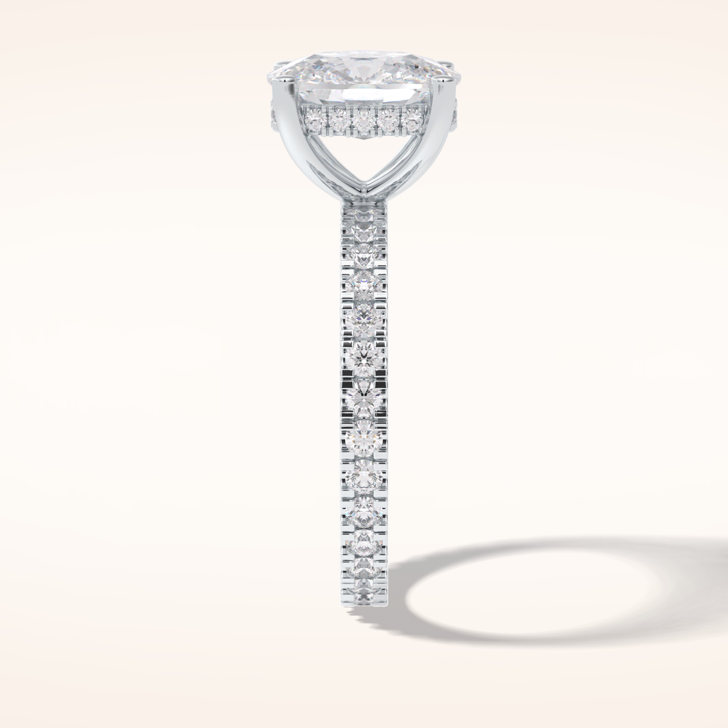 3 CT Cushion Shaped Hidden Halo & Pave Moissanite Engagement Ring