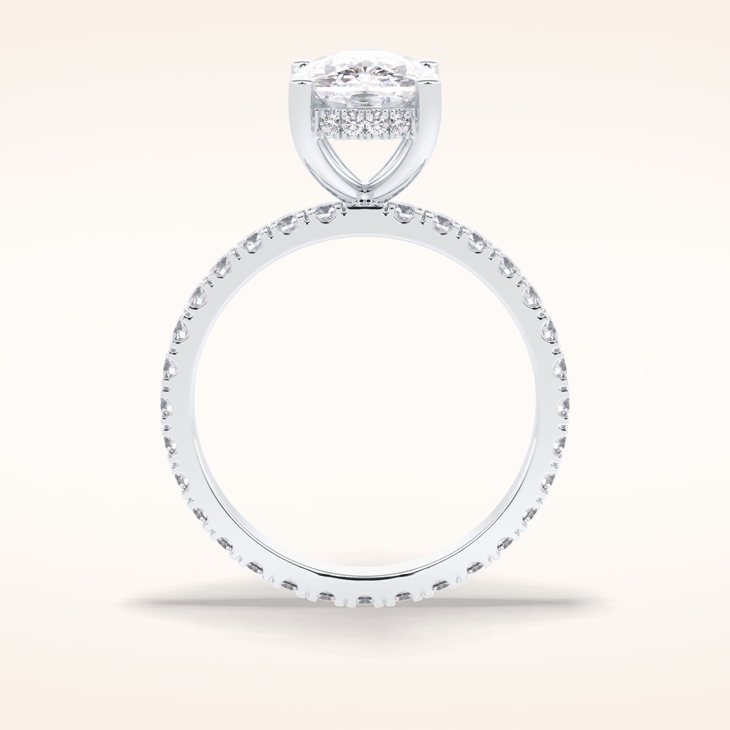 3 CT Cushion Shaped Hidden Halo & Pave Moissanite Engagement Ring