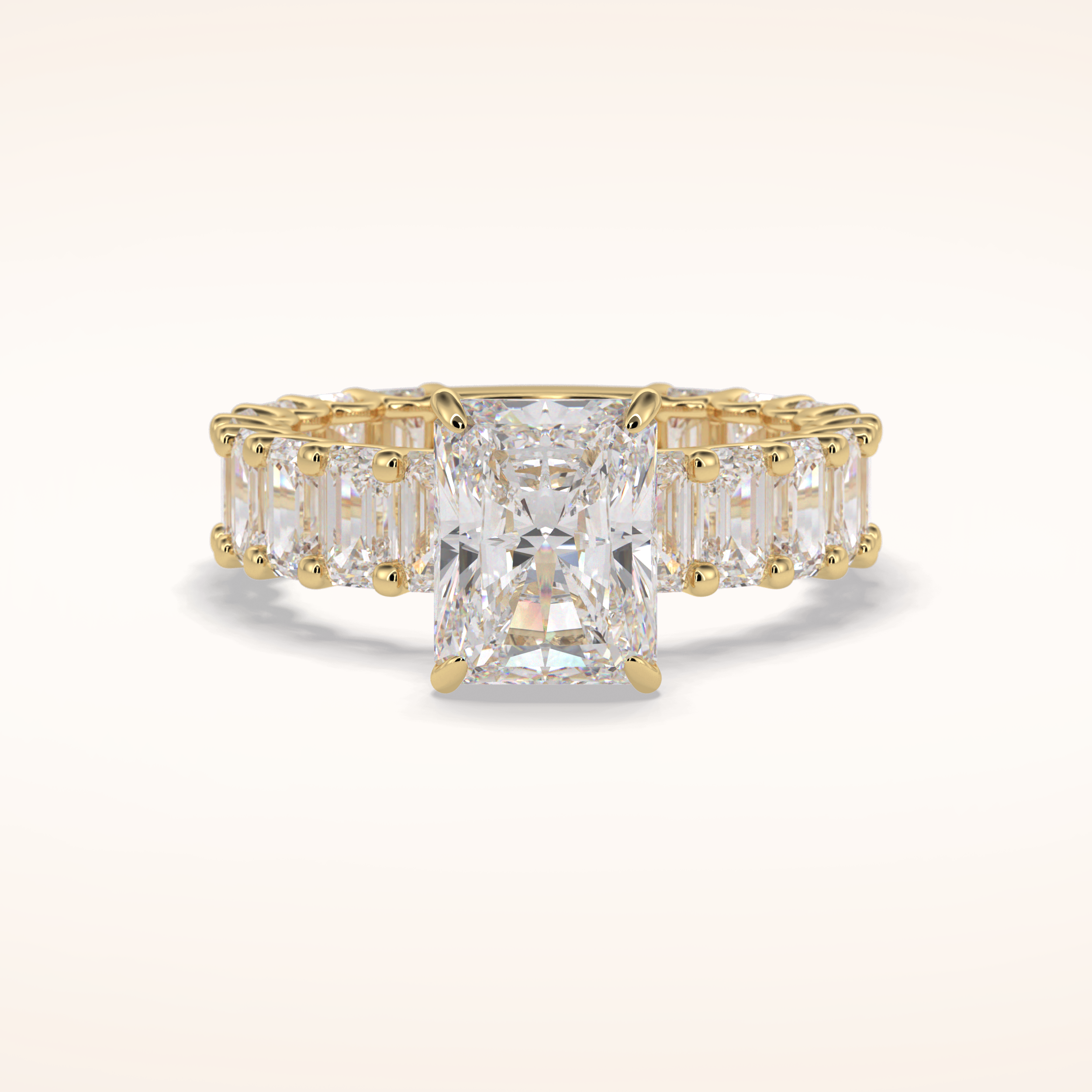 3.05 CT Radaint Shaped Pave Moissanite Engagement Ring