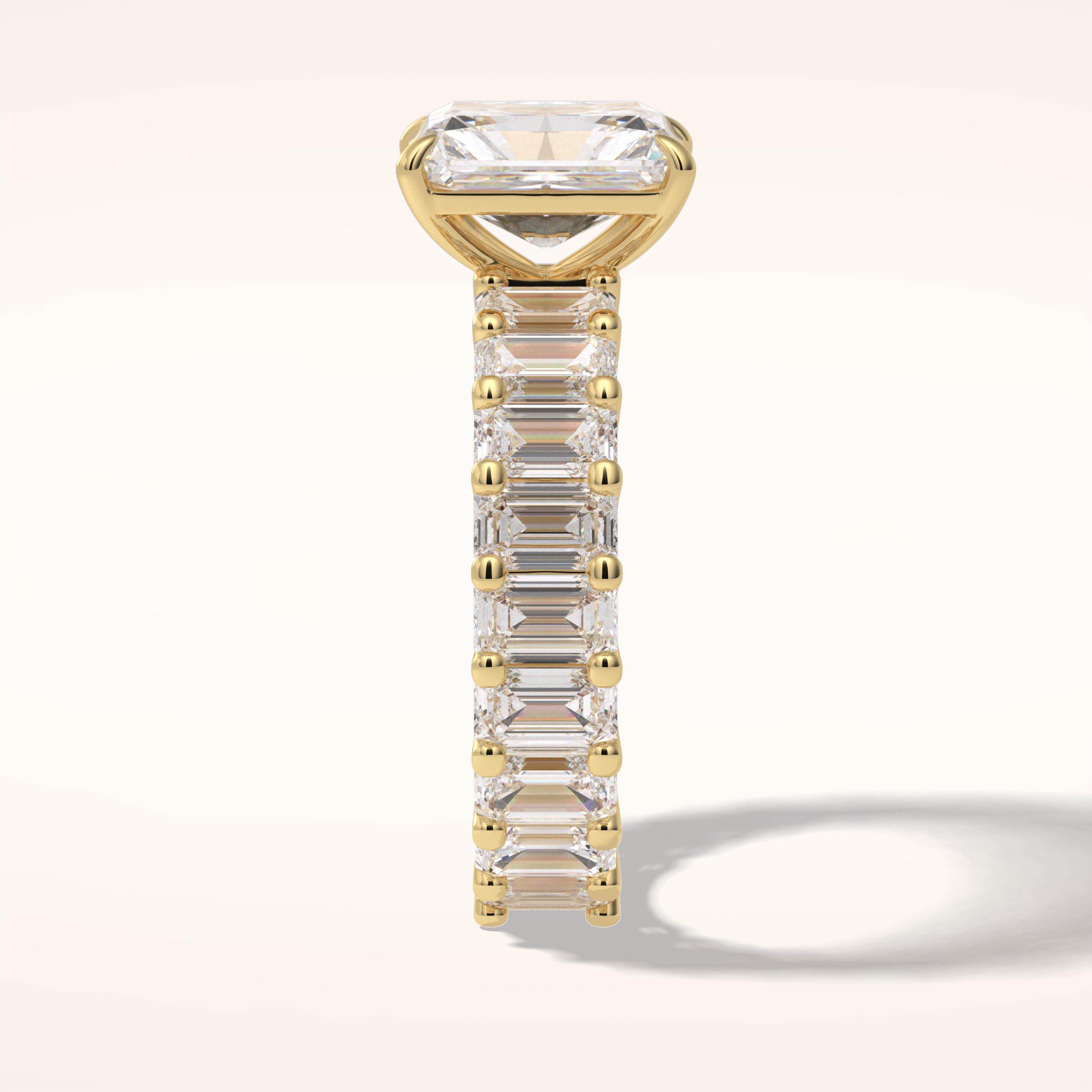 3.05 CT Radaint Shaped Pave Moissanite Engagement Ring