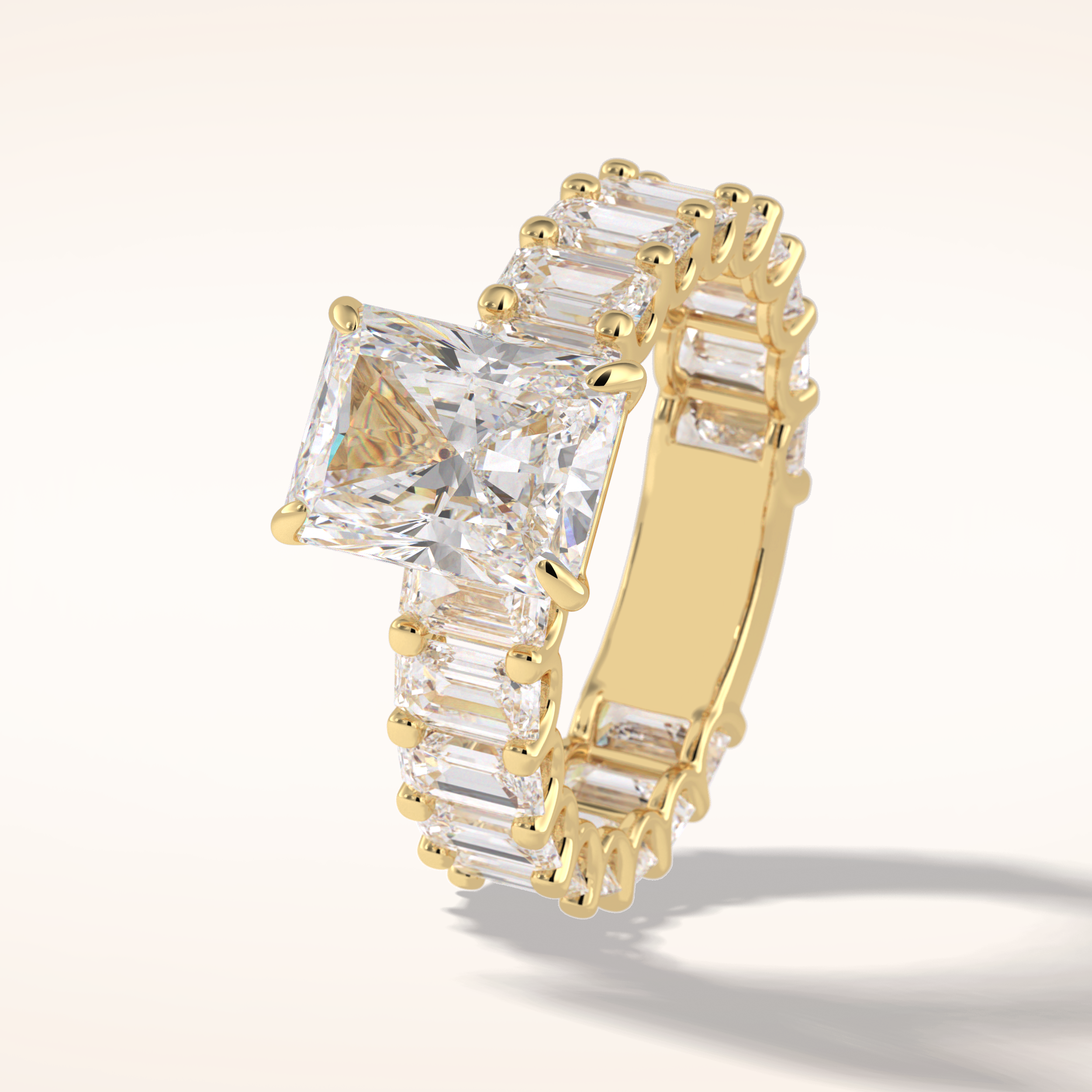 3.05 CT Radaint Shaped Pave Moissanite Engagement Ring
