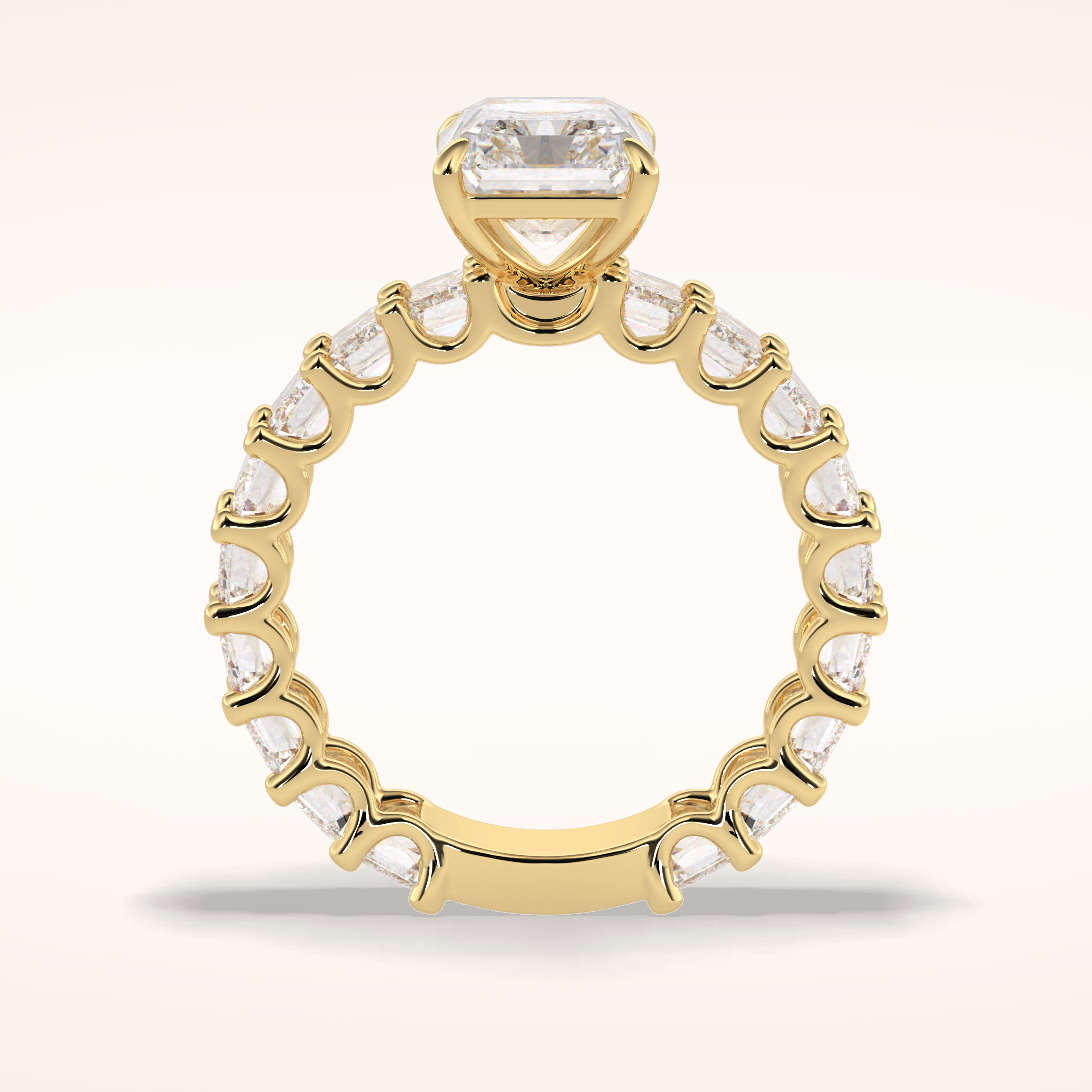 3.05 CT Radaint Shaped Pave Moissanite Engagement Ring