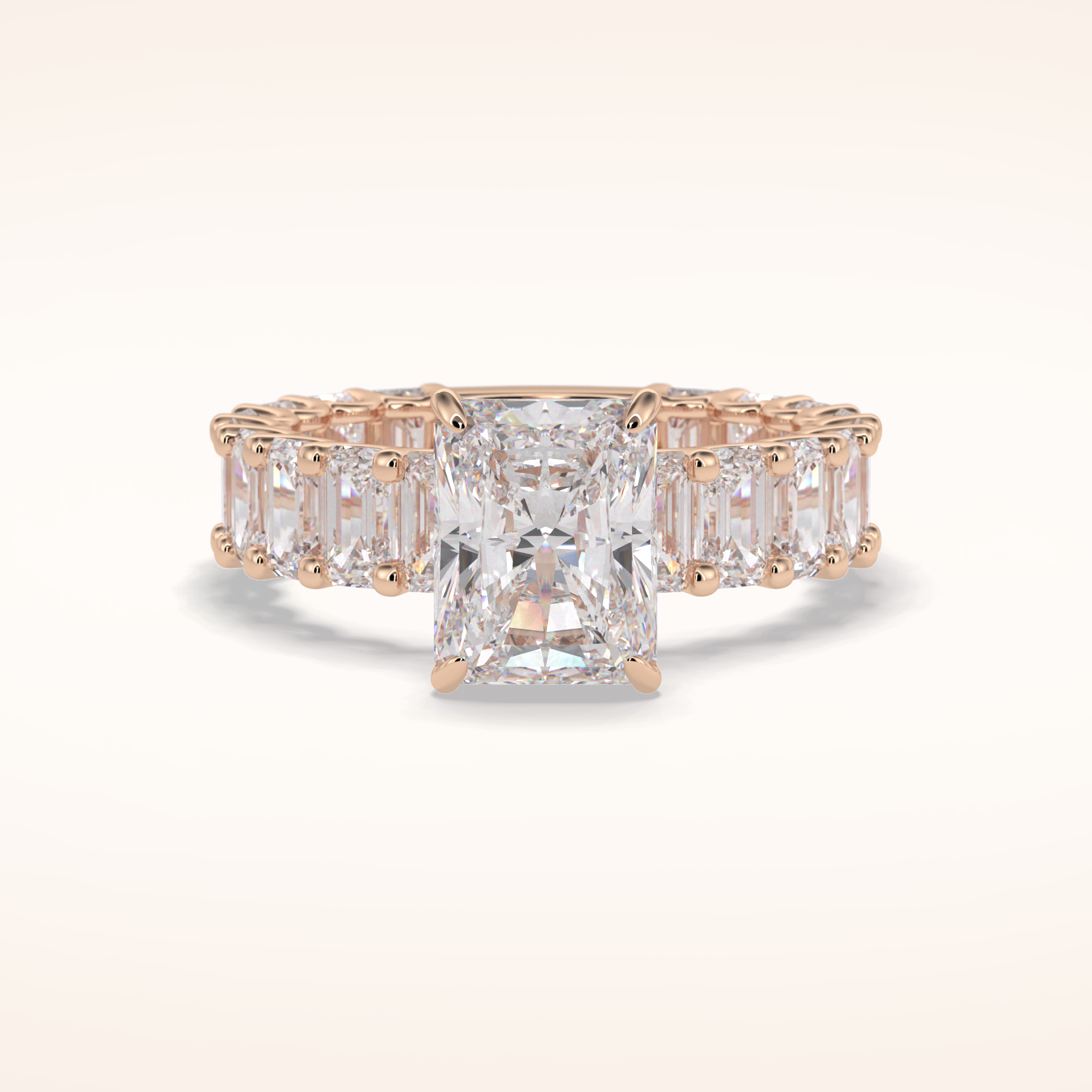 3.05 CT Radaint Shaped Pave Moissanite Engagement Ring