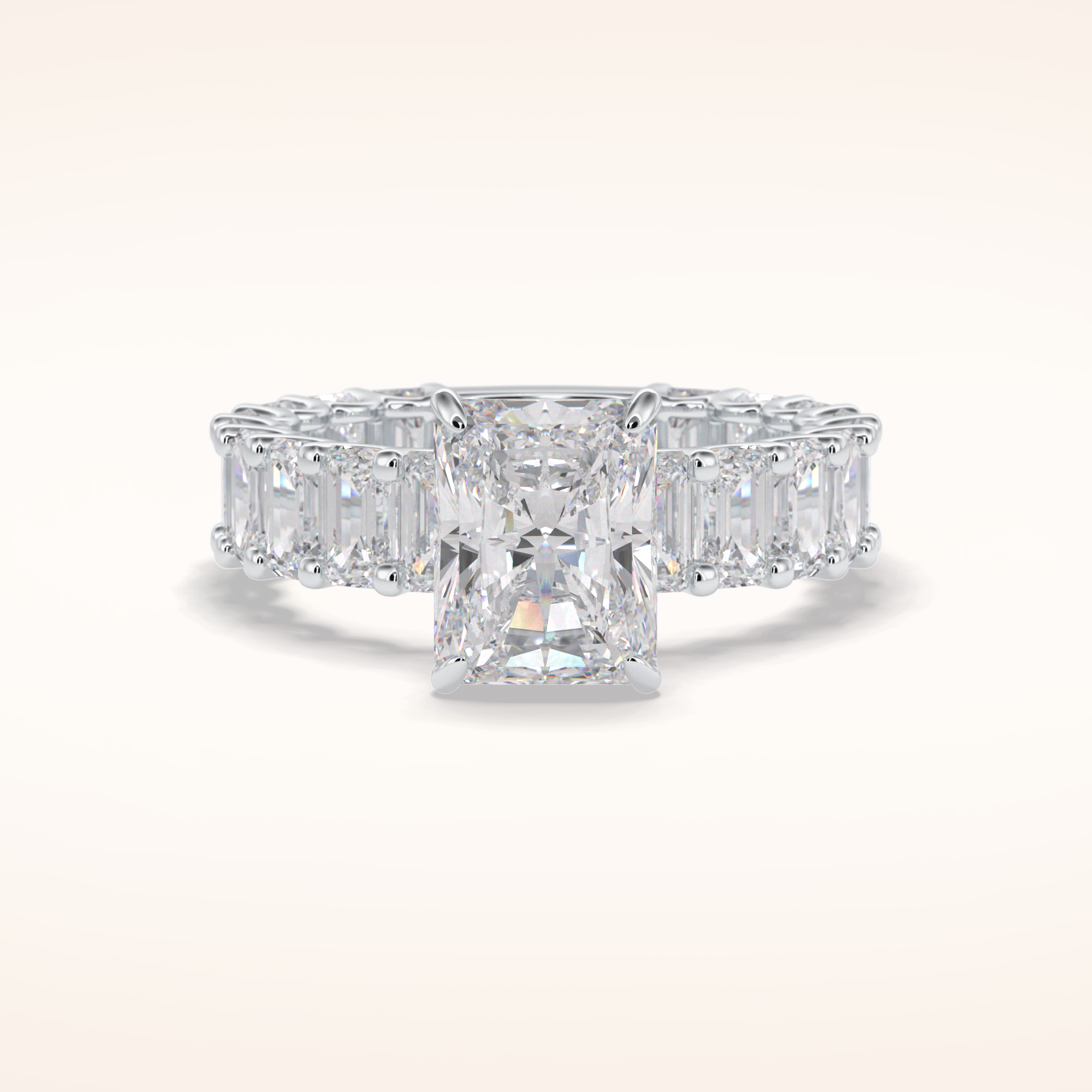 3.05 CT Radaint Shaped Pave Moissanite Engagement Ring