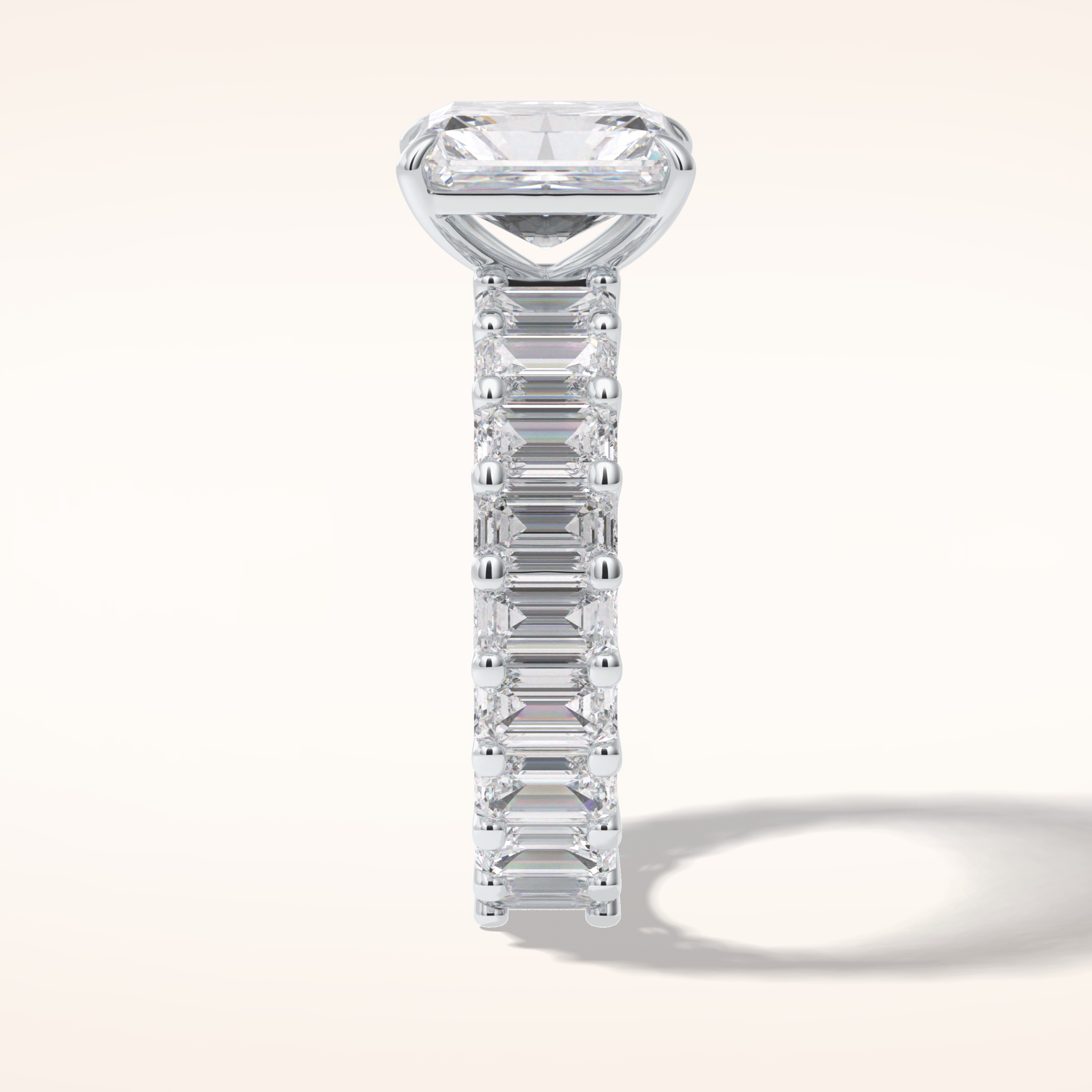 3.05 CT Radaint Shaped Pave Moissanite Engagement Ring