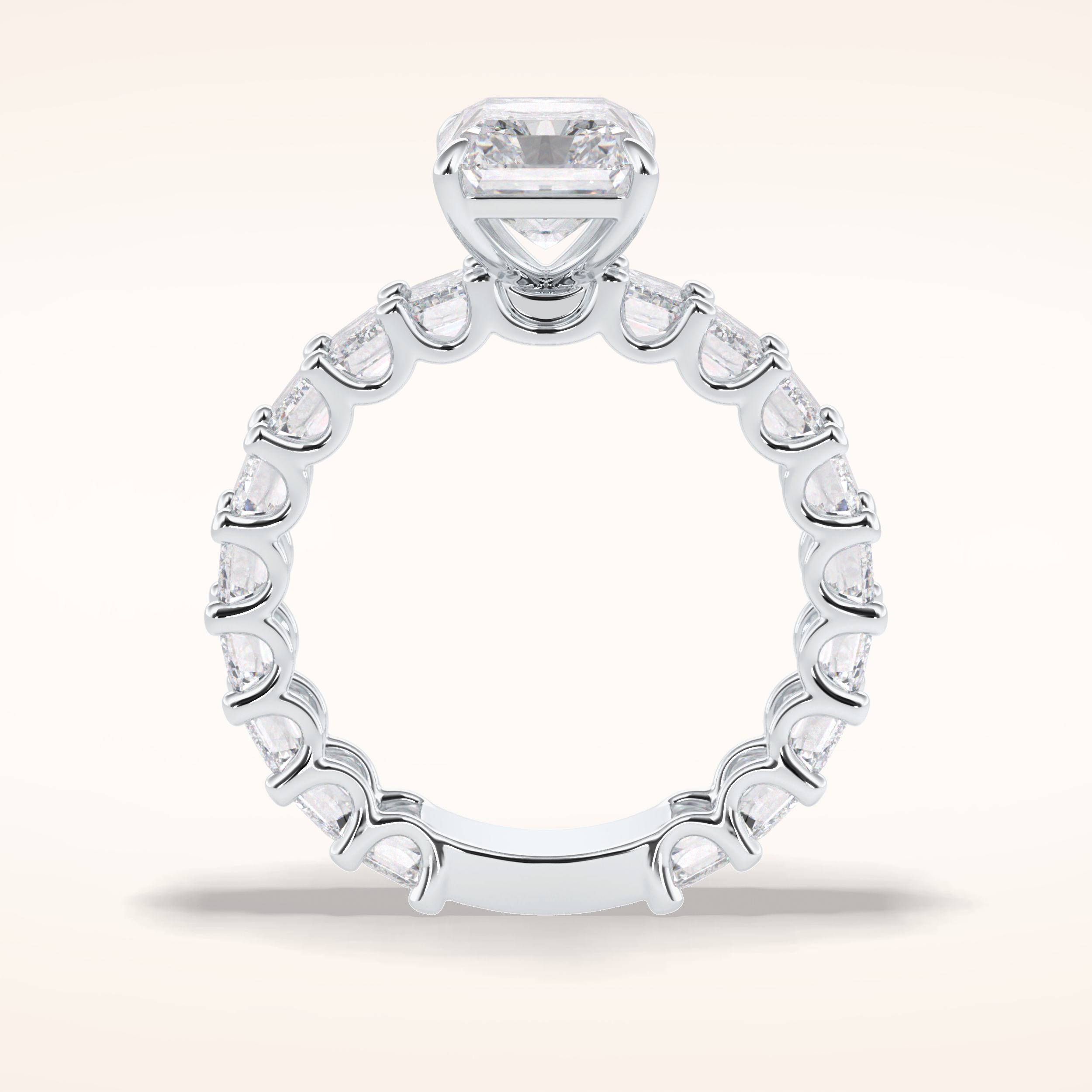 3.05 CT Radaint Shaped Pave Moissanite Engagement Ring