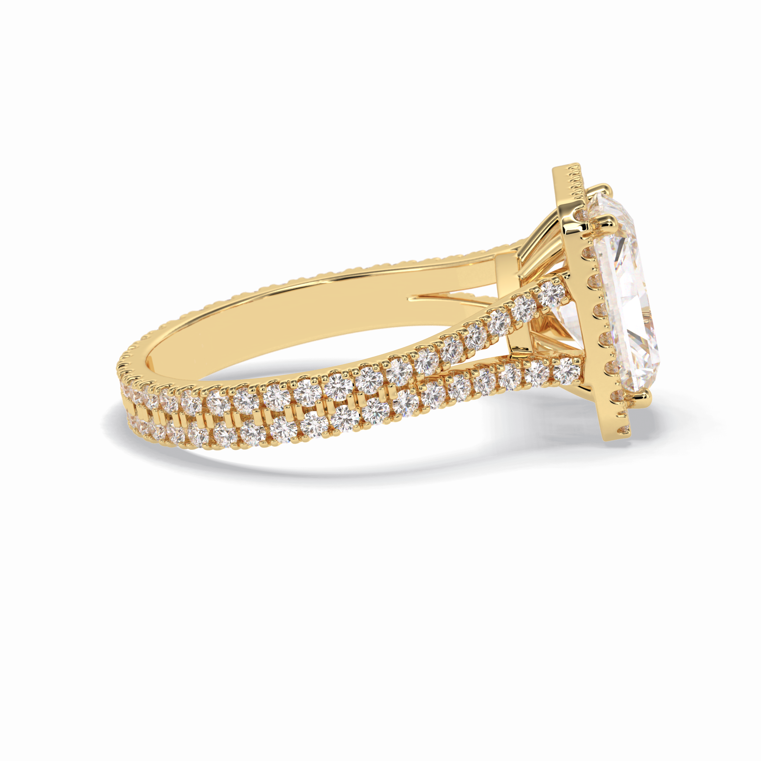 Radiant Halo, Pave & Split Shank Lab Grown Diamond Engagement Ring