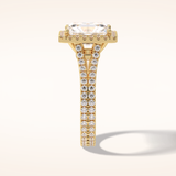 3.05 CT Radiant Shaped Halo & Pave Split Shank Moissanite Engagement Ring