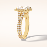 3.05 CT Radiant Shaped Halo & Pave Split Shank Moissanite Engagement Ring