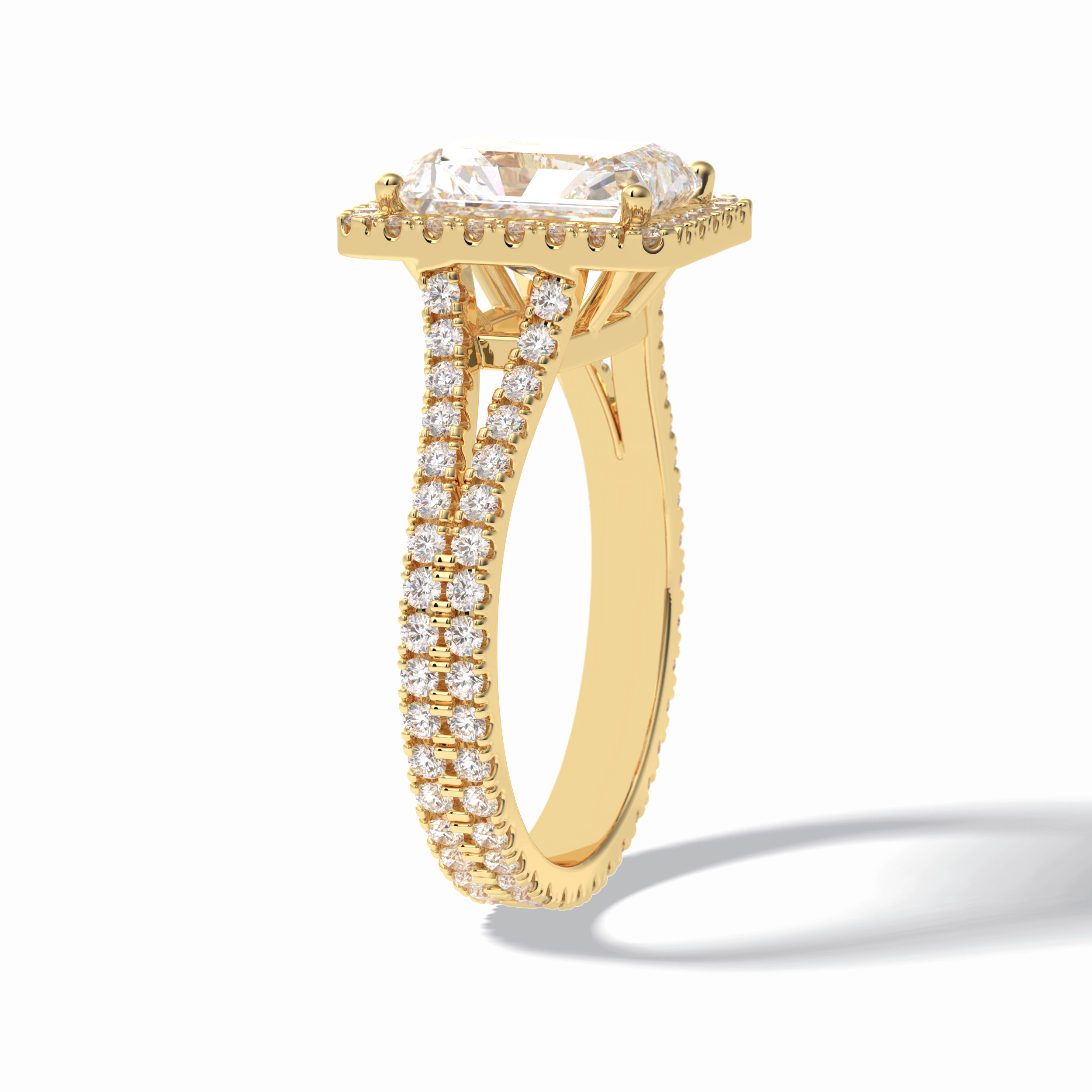 Radiant Halo, Pave & Split Shank Lab Grown Diamond Engagement Ring