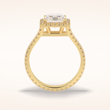 3.05 CT Radiant Shaped Halo & Pave Split Shank Moissanite Engagement Ring