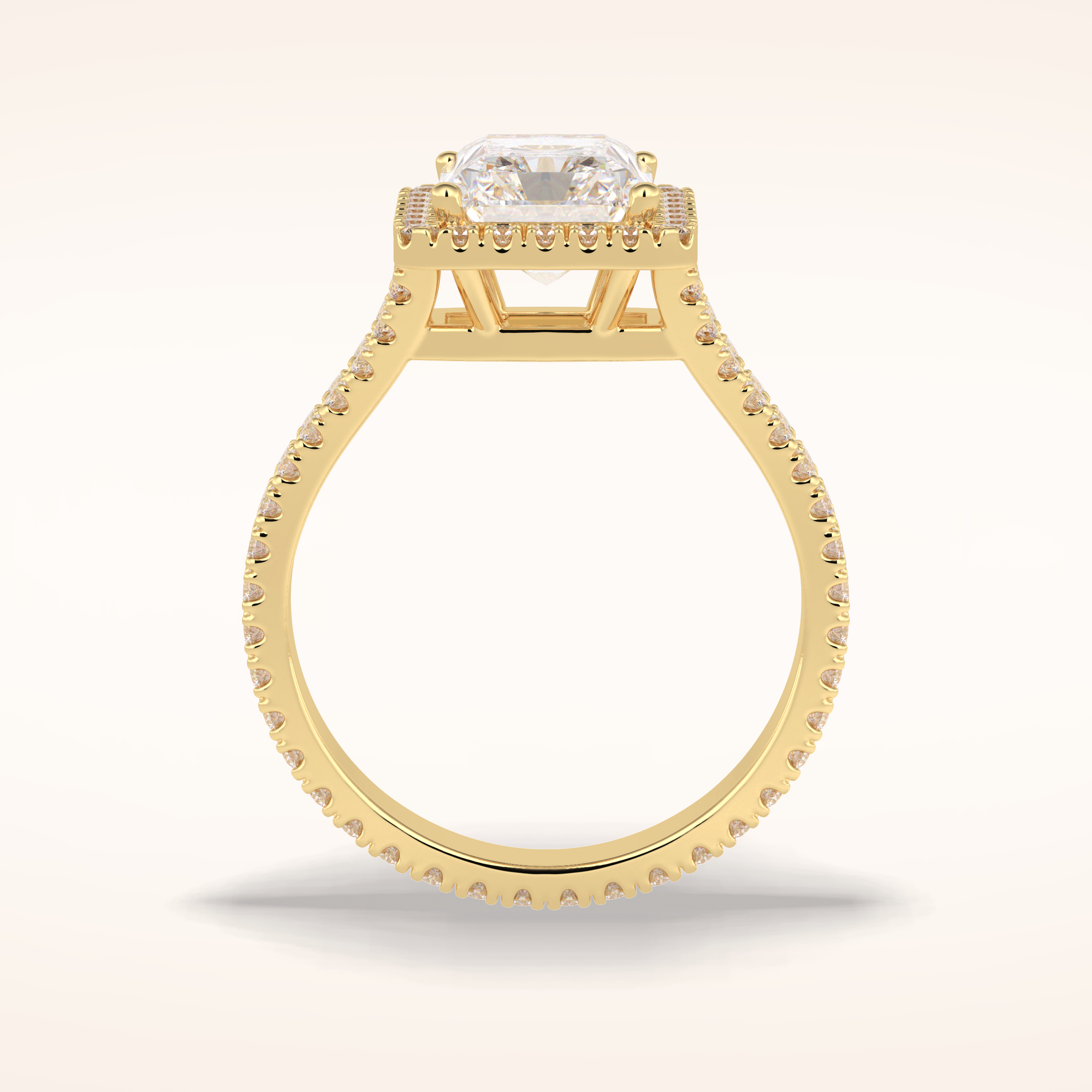 3.05 CT Radiant Shaped Halo & Pave Split Shank Moissanite Engagement Ring