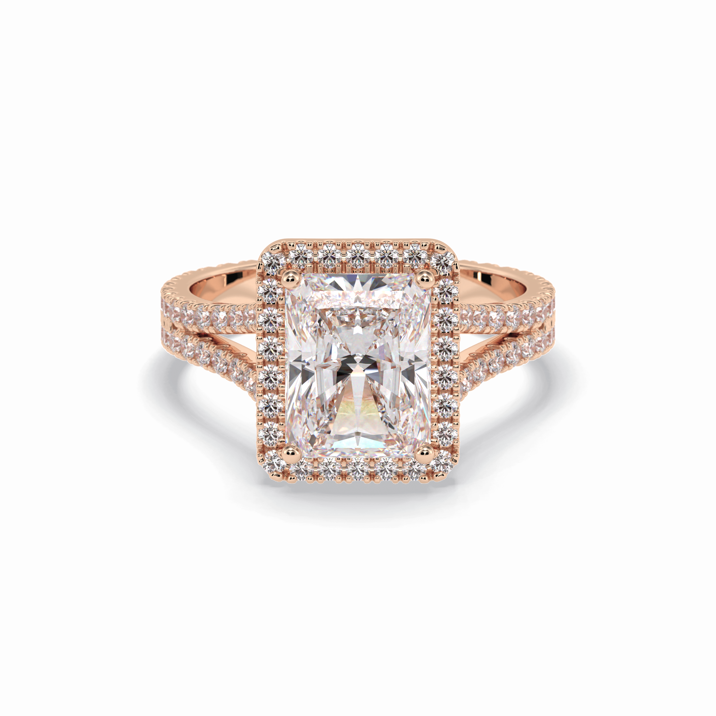 Radiant Halo, Pave & Split Shank Lab Grown Diamond Engagement Ring