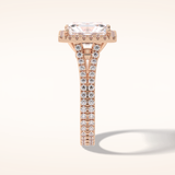 3.05 CT Radiant Shaped Halo & Pave Split Shank Moissanite Engagement Ring