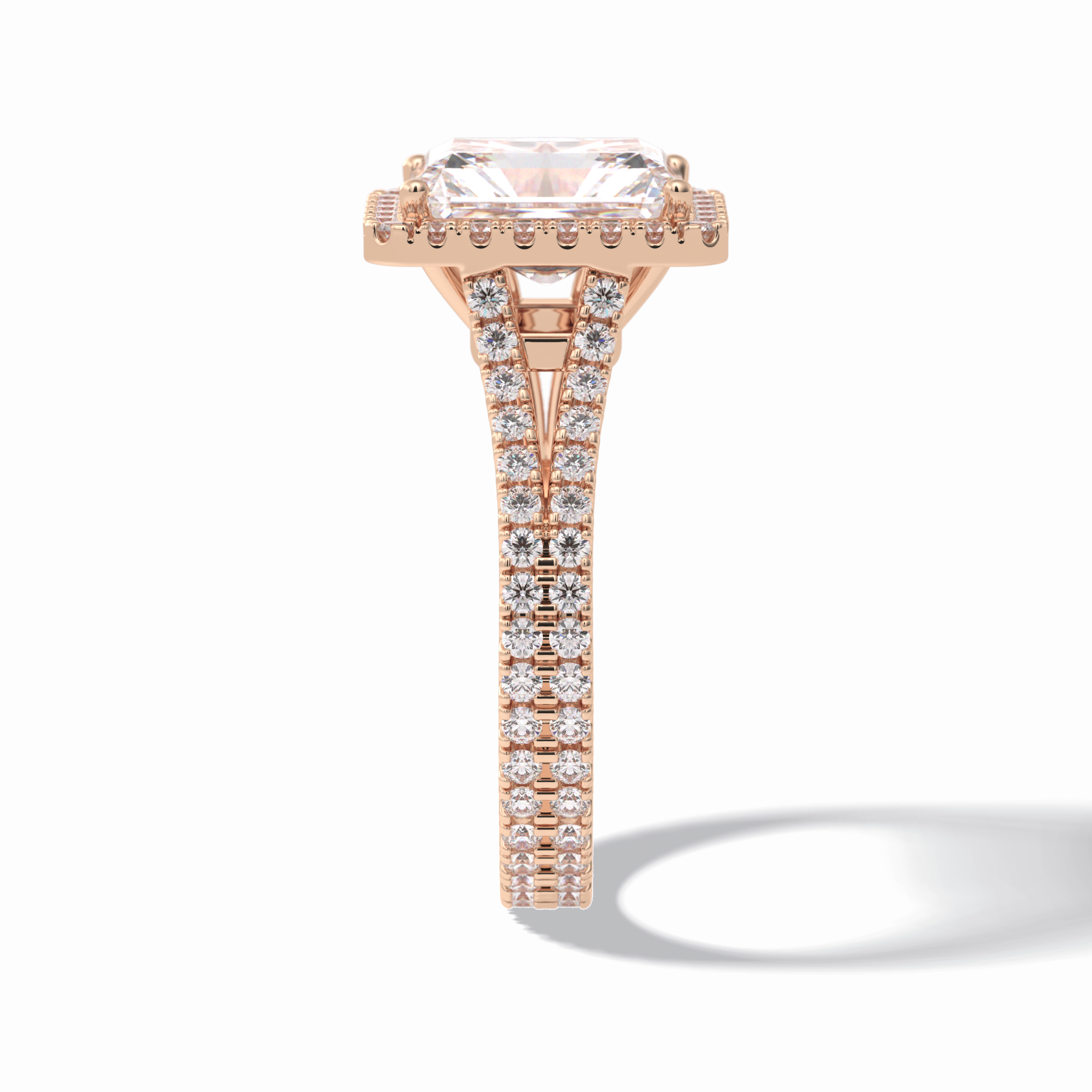 Radiant Halo, Pave & Split Shank Lab Grown Diamond Engagement Ring