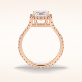 3.05 CT Radiant Shaped Halo & Pave Split Shank Moissanite Engagement Ring